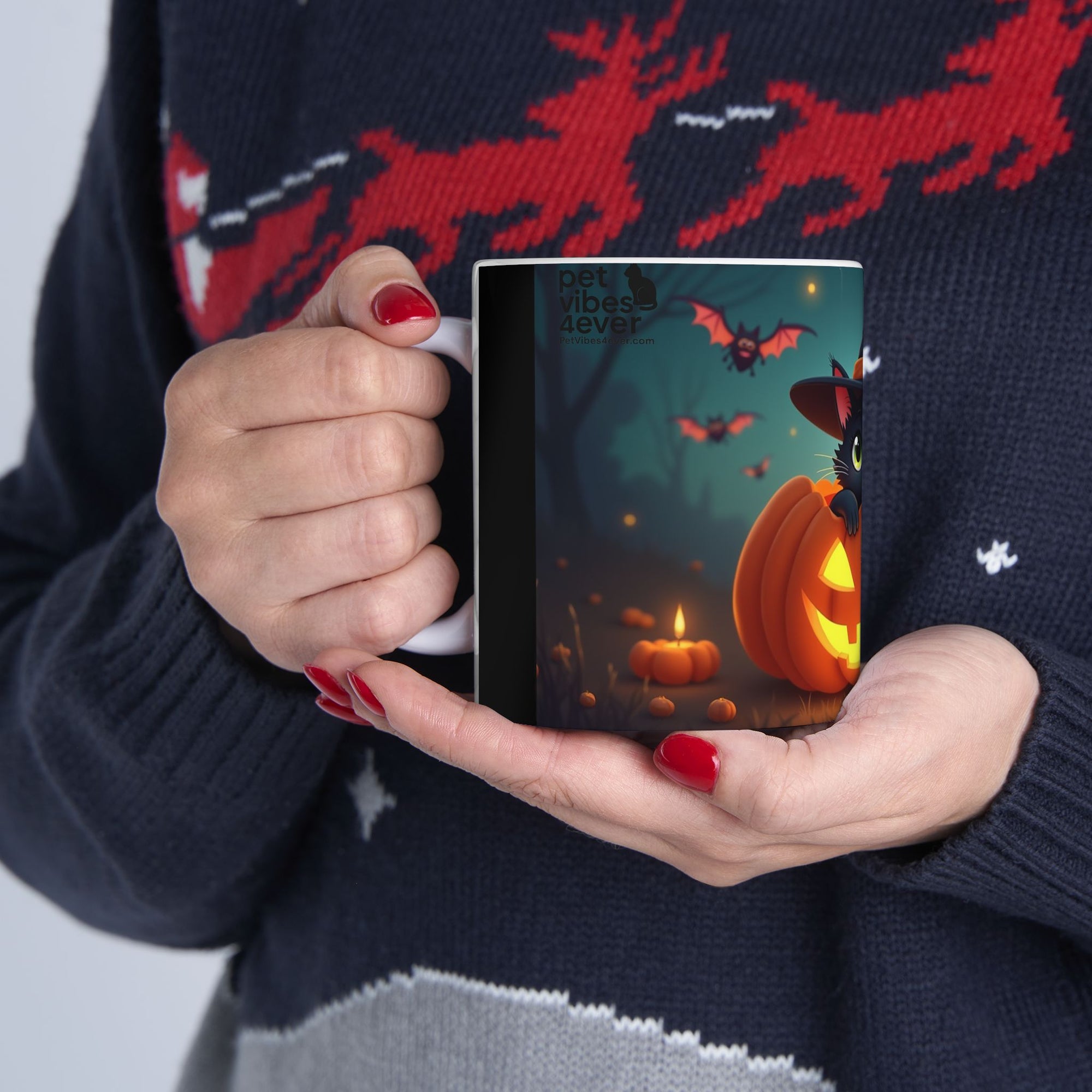 Halloween Cat Ceramic Mug, Cute Black Cat Mug, Pumpkin Mug, Seasonal Drinkware, Halloween Gift, Cozy Fall Decor