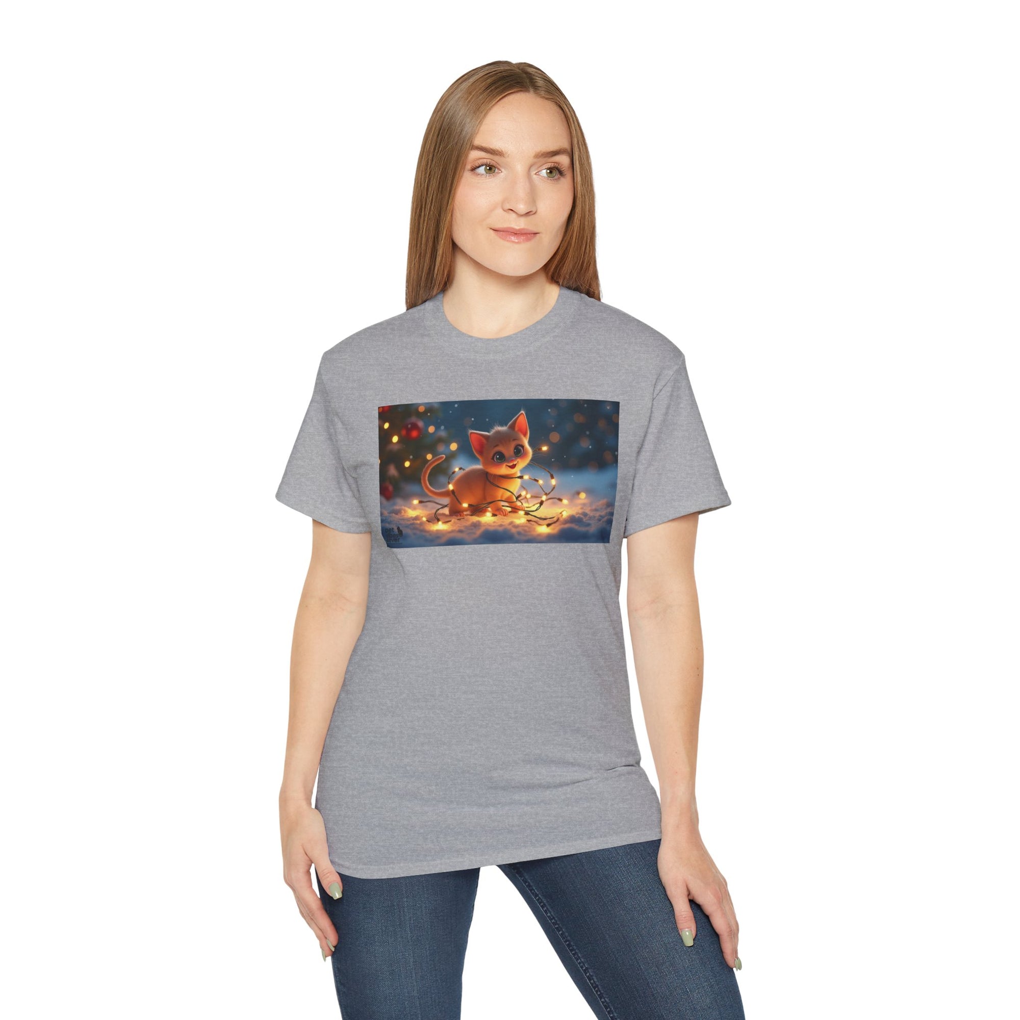 Cute Cat Christmas Tee, Cozy Unisex Cotton Shirt for Cat Lovers, Holiday Gift, Casual Wear, Festive Apparel