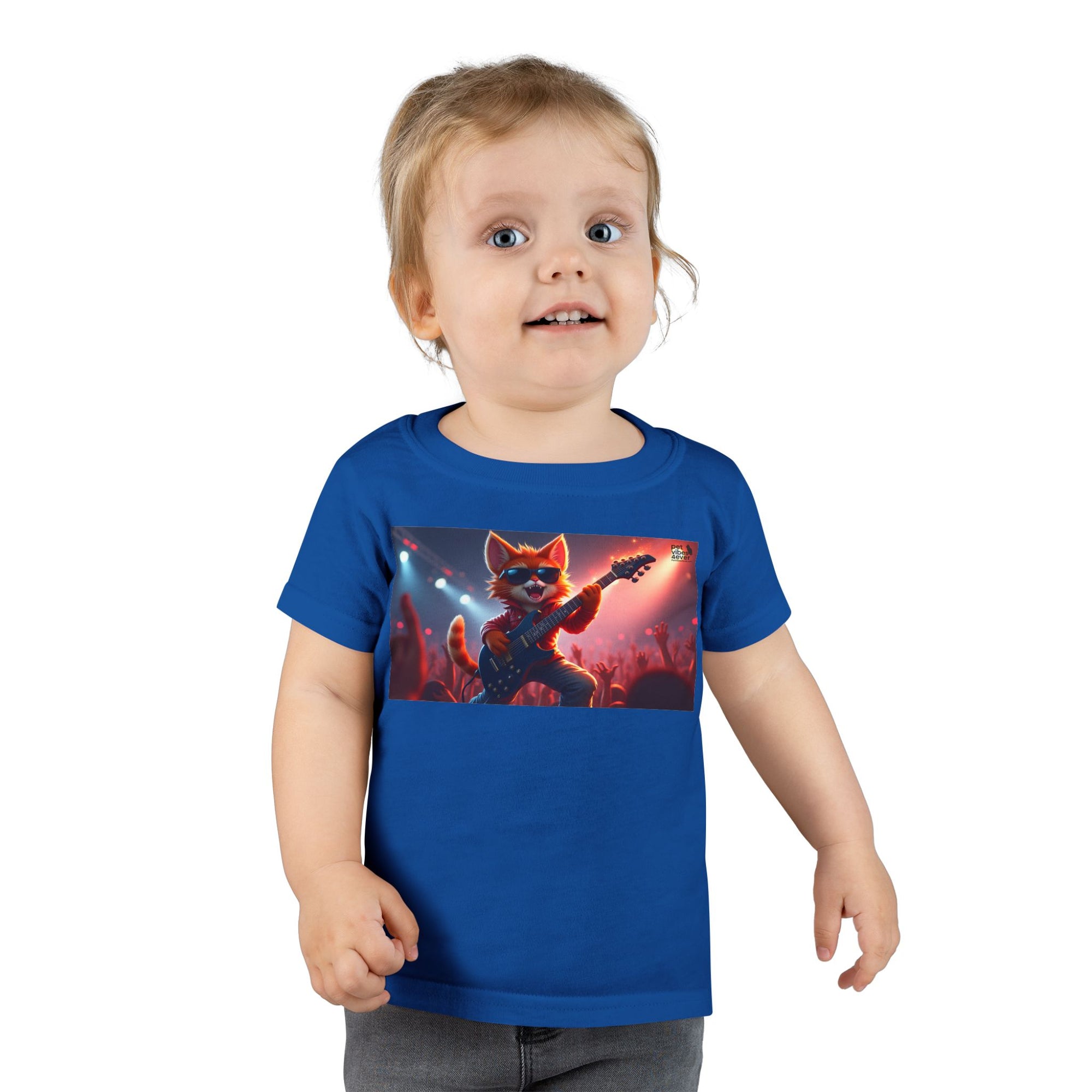 Rockstar Cat Toddler T-Shirt, Cute Graphic Tee for Kids, Birthday Gift, Music Theme Apparel, Fun Kids Outfit, Playful Toddler Top