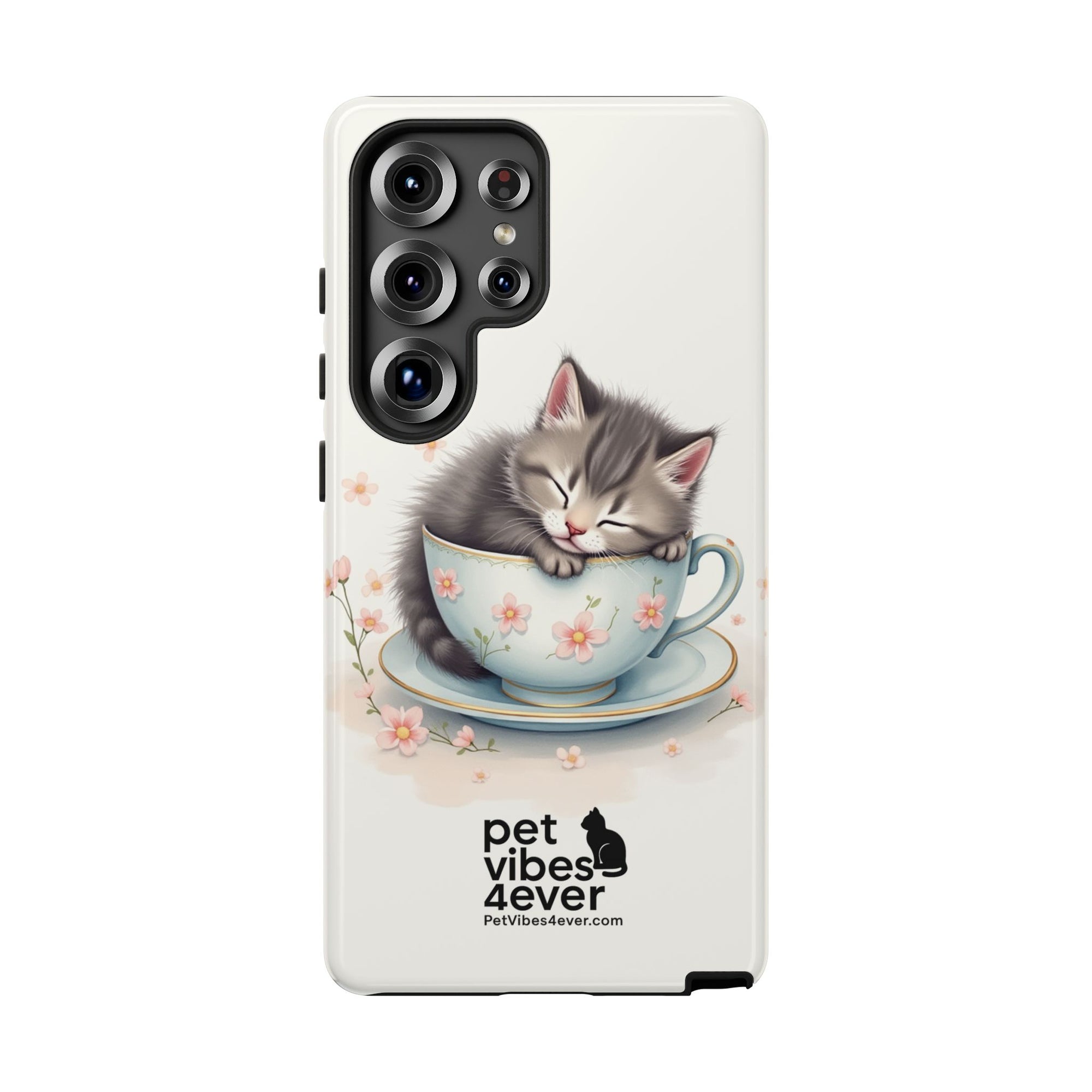 Cute Cat Phone Case, Pet Lover Gift, Soft Kitty Design, Floral Tech Accessory, Unique Animal Case, iPhone Cover, Birthday Present