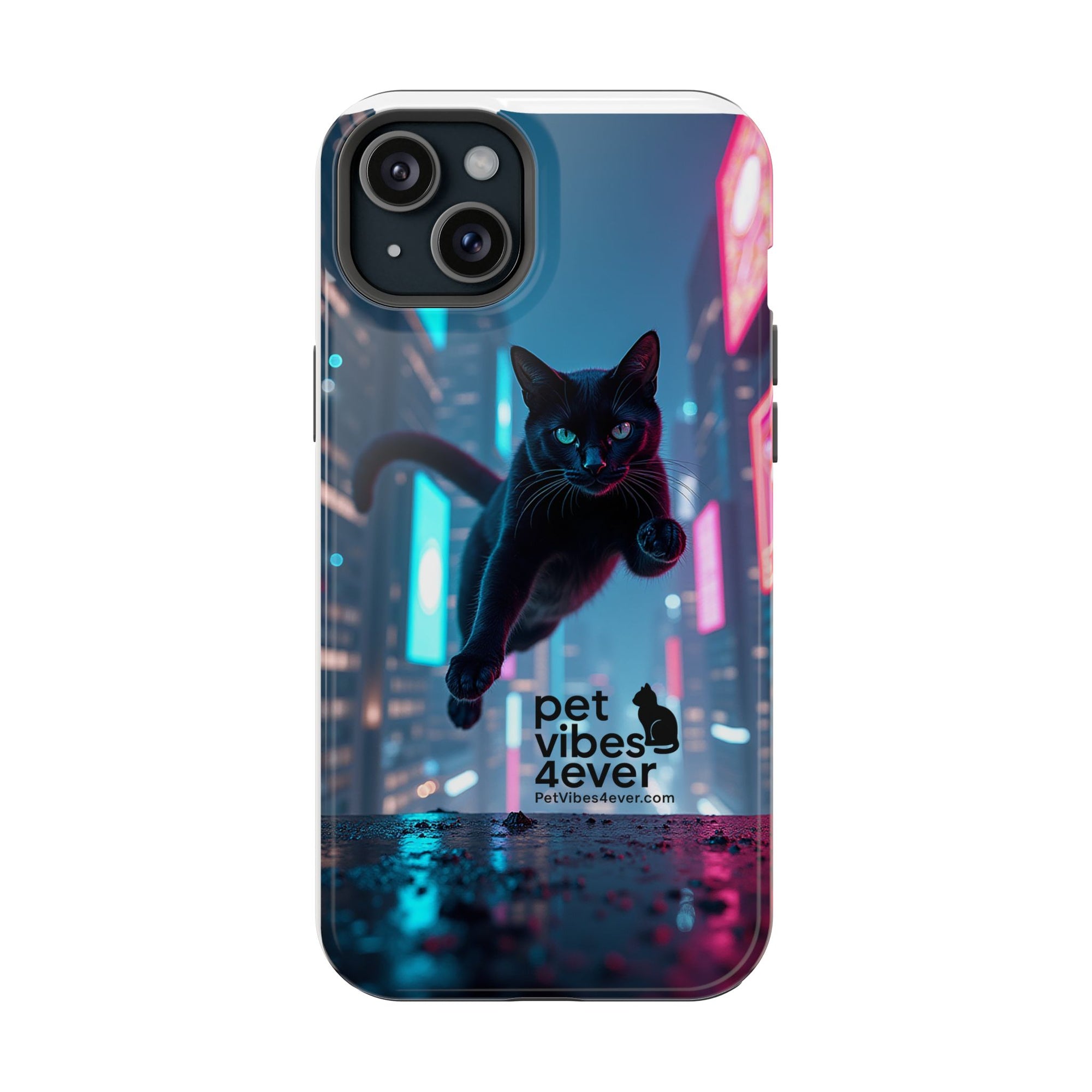 Cat-Themed Phone Case with Pet Vibes Design, Impact-Resistant Phone Case, Gift for Cat Lovers, Cute Pet Merchandise, Stylish Phone Accessory