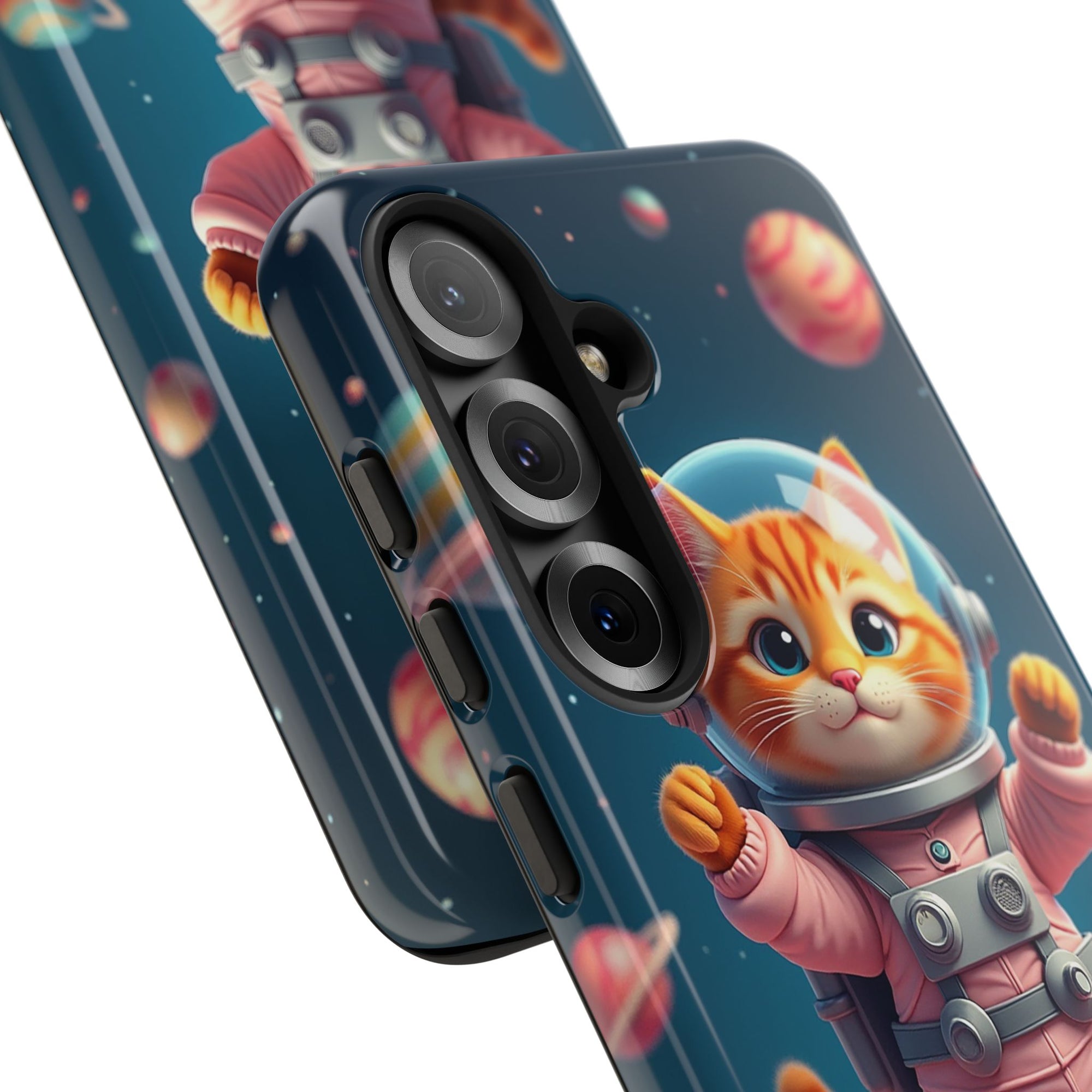 Cute Cat Phone Case, Astronaut Cat Case, Pet Lover Gift, Space Theme Accessories, Galaxy Cat Phone Cover