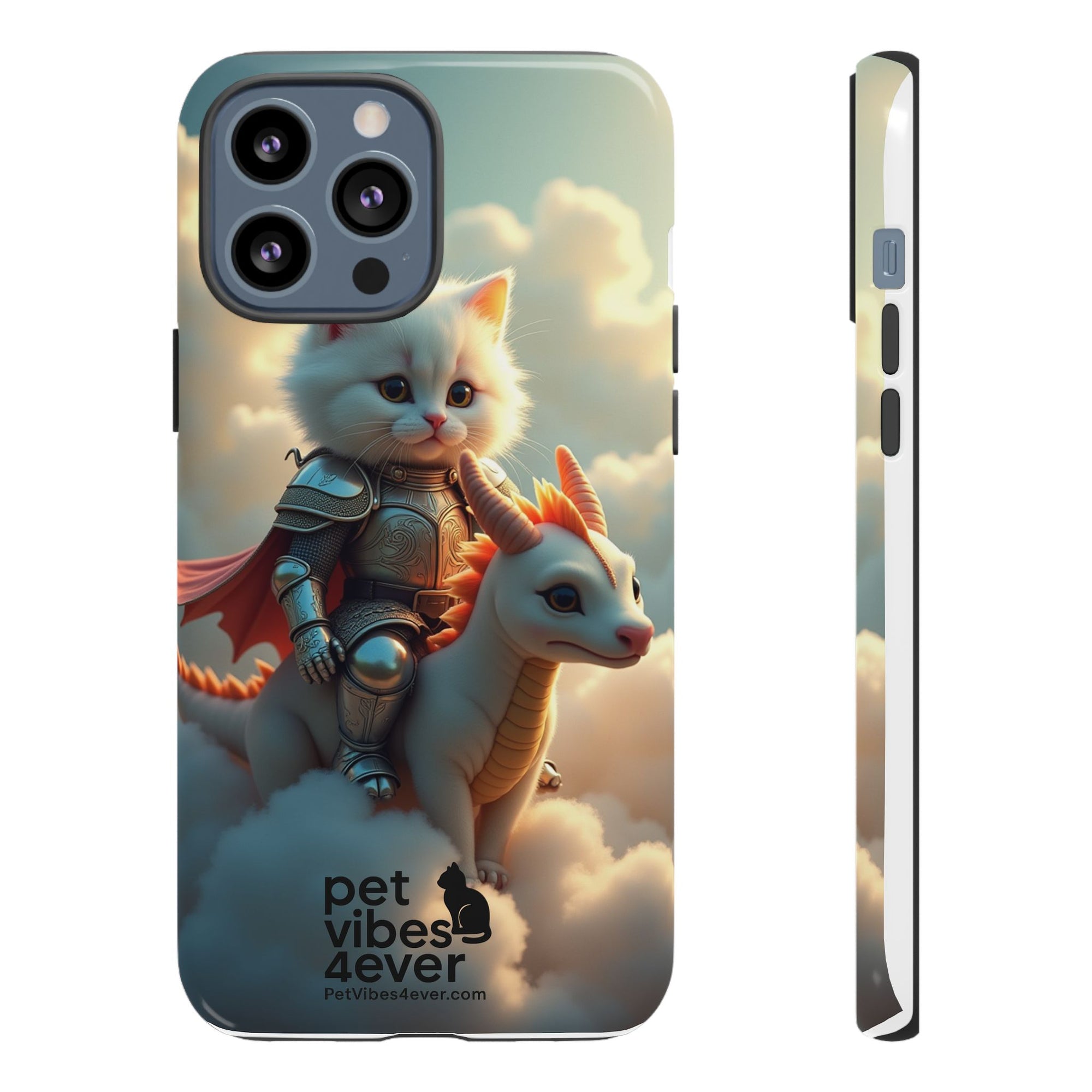 Pet Vibes Phone Case, Cute Cat and Dragon Design, Tough Phone Cover, Gift for Animal Lovers, Unique Pet Themed Accessory
