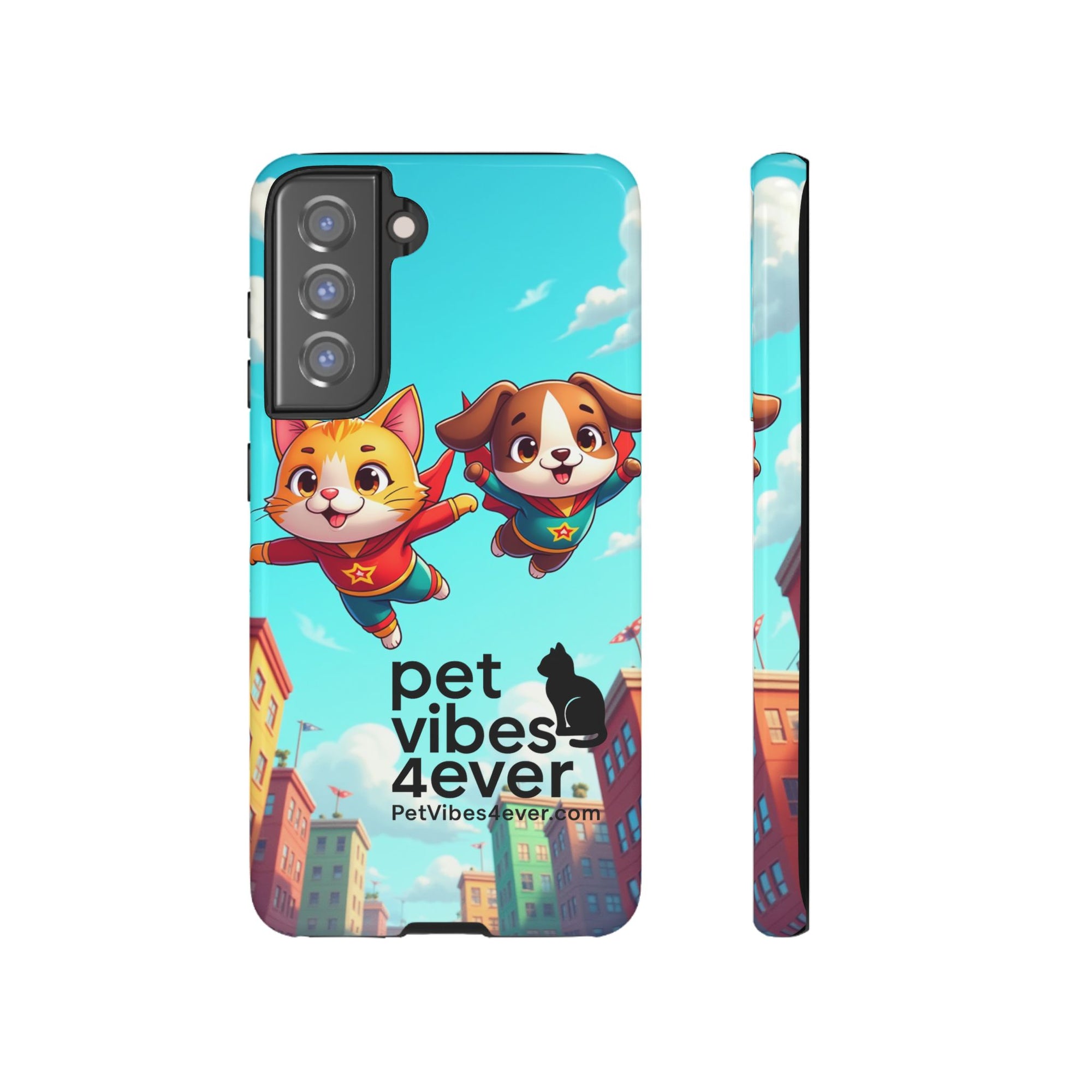 Pet Vibes Forever Tough Phone Cases, Cute Dog and Cat Design, Pet Lover Gift, Fun Phone Accessory, Animal Theme Decor