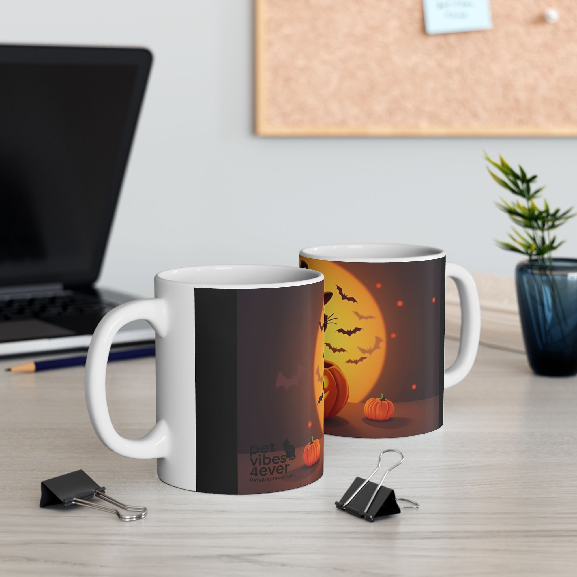 Halloween Cat Ceramic Mug - Cute Black Cat, Pumpkin Design, Coffee Mug, Halloween Decor, Cat Lover Gift, Spooky Season