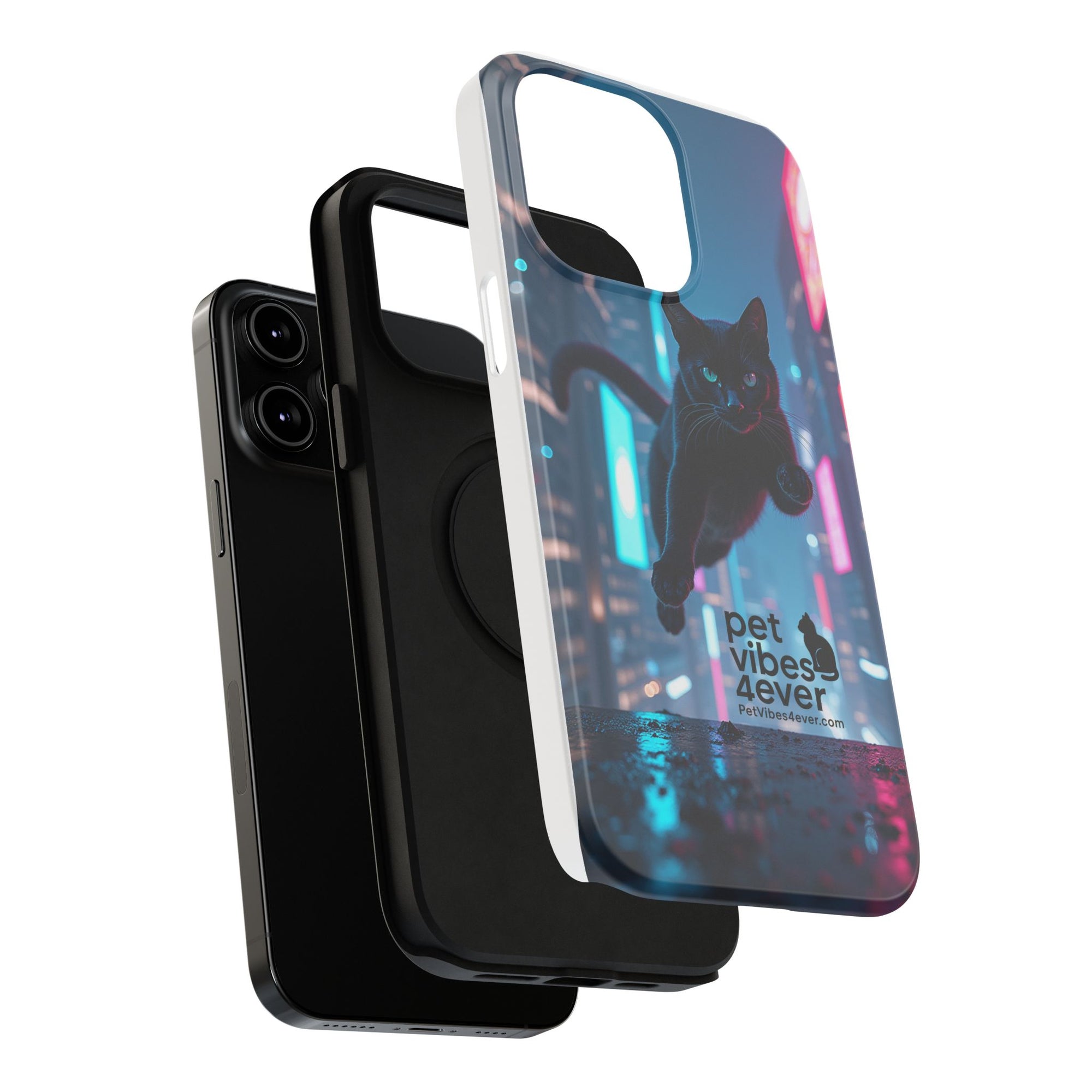 Cat-Themed Phone Case with Pet Vibes Design, Impact-Resistant Phone Case, Gift for Cat Lovers, Cute Pet Merchandise, Stylish Phone Accessory