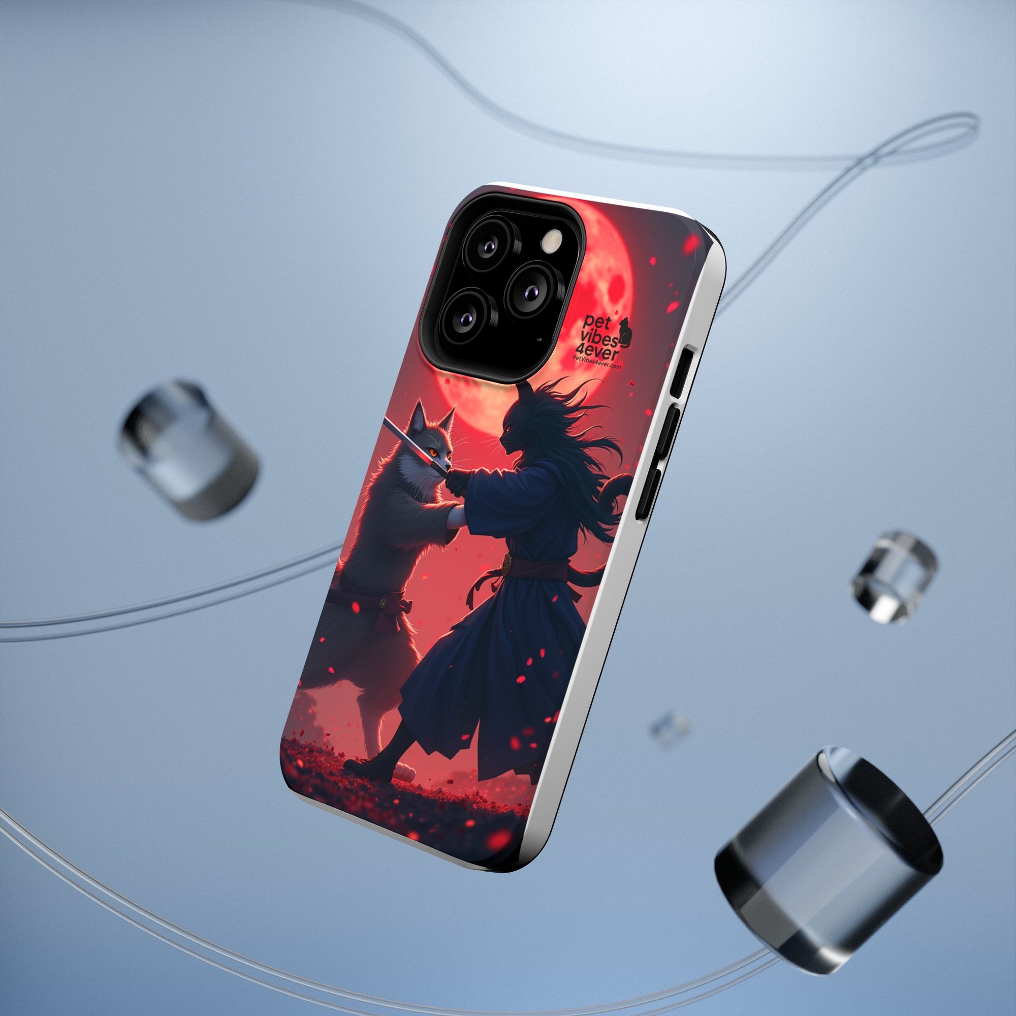 Samurai Cat Phone Case – Impact-Resistant, Pet Lovers, Cool Tech Accessories, Anime Aesthetic, Unique Gifts