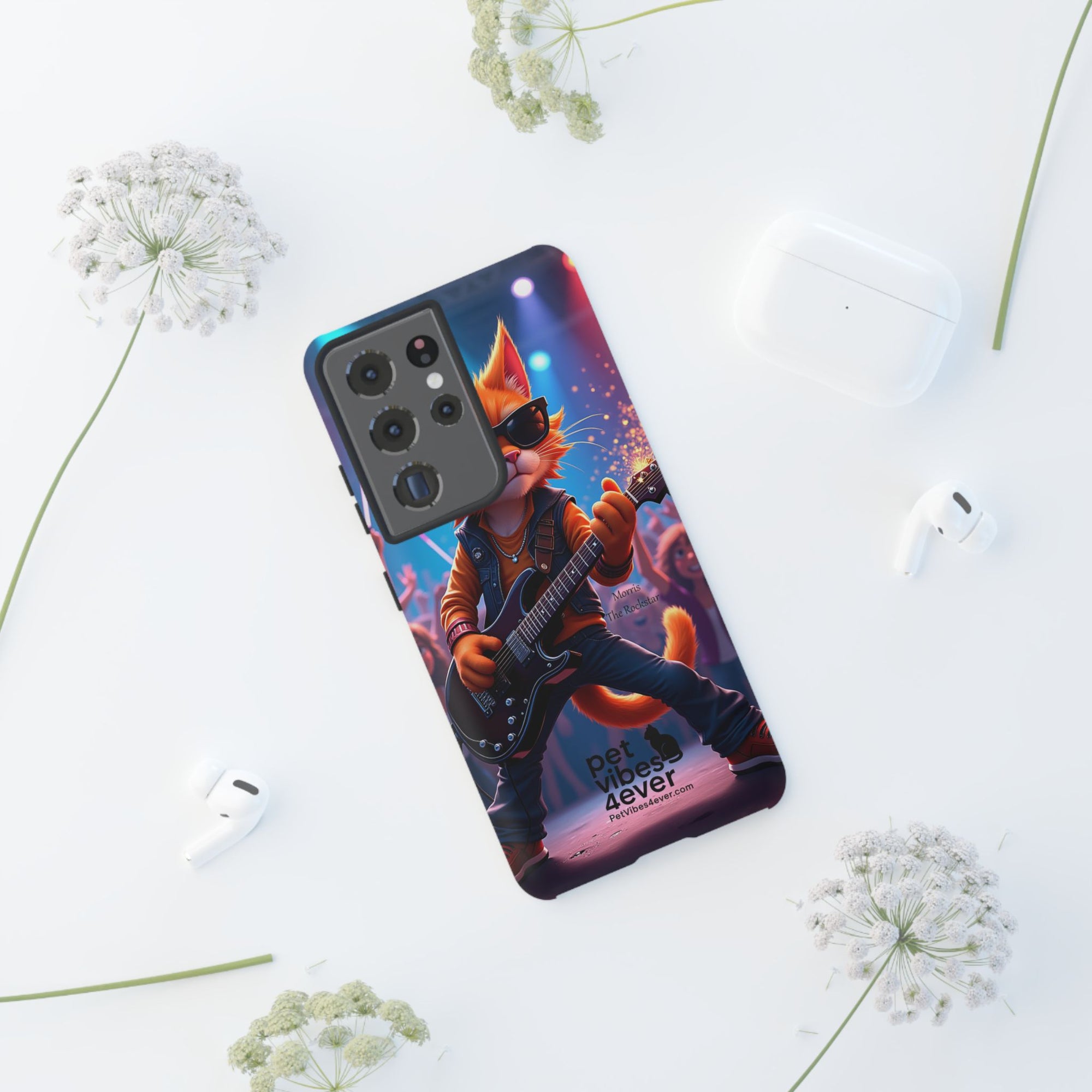 Guitar Cat Phone Case | Fun Pet Vibes | Unique Gift for Cat Lovers, Music Fans, Pet Owners, Birthday, Holidays, Personal Use