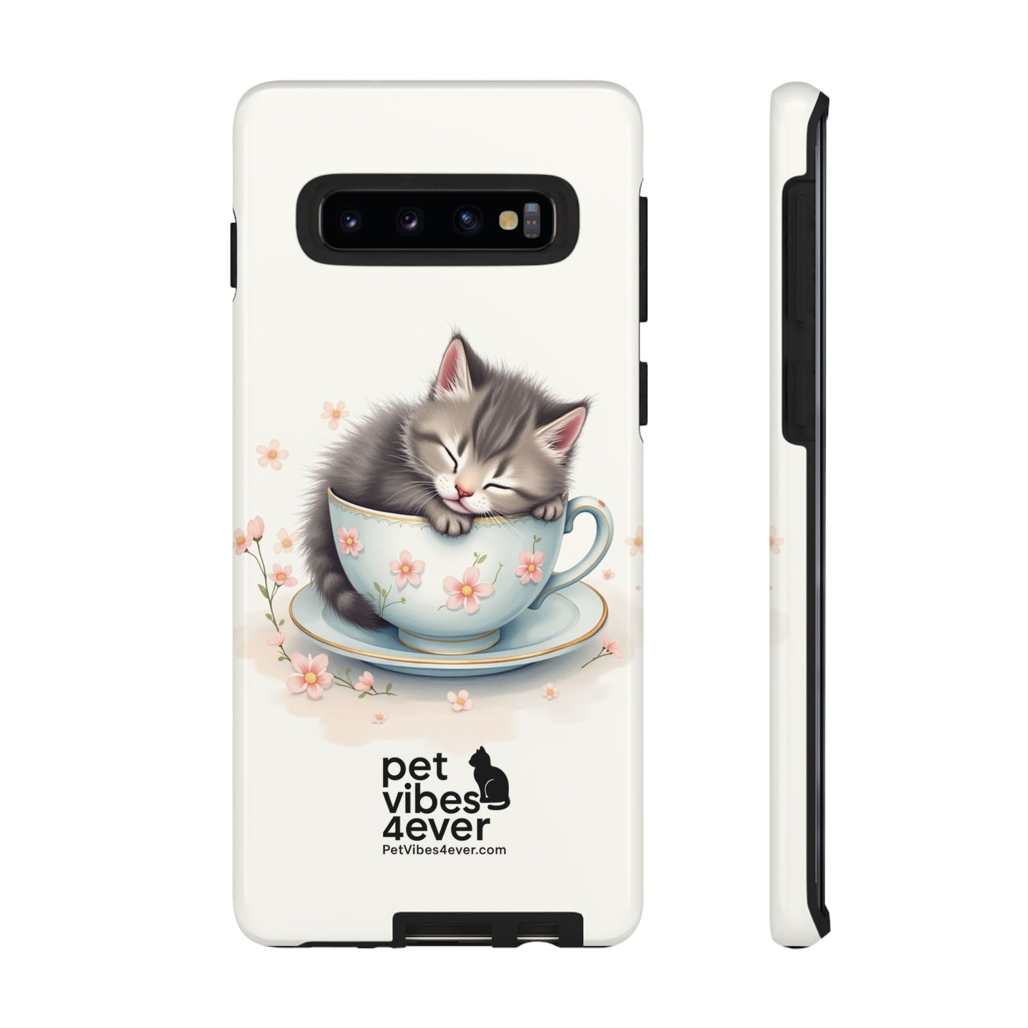 Cute Cat Phone Case, Pet Lover Gift, Soft Kitty Design, Floral Tech Accessory, Unique Animal Case, iPhone Cover, Birthday Present