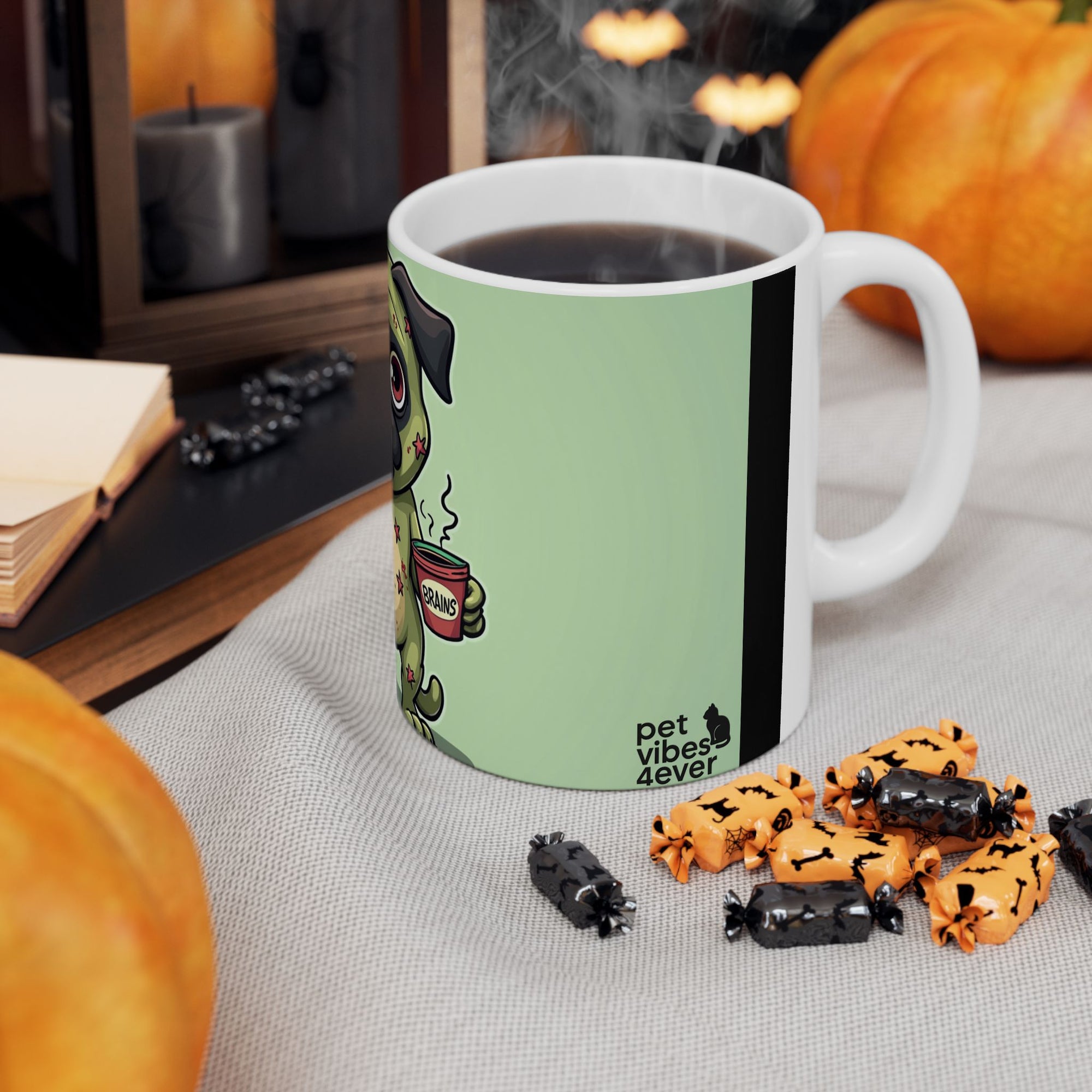 Cute Pug Zombie Mug, Funny Coffee Cup for Pet Lovers, Halloween Gift, Home Decor, Dog Lover's Present