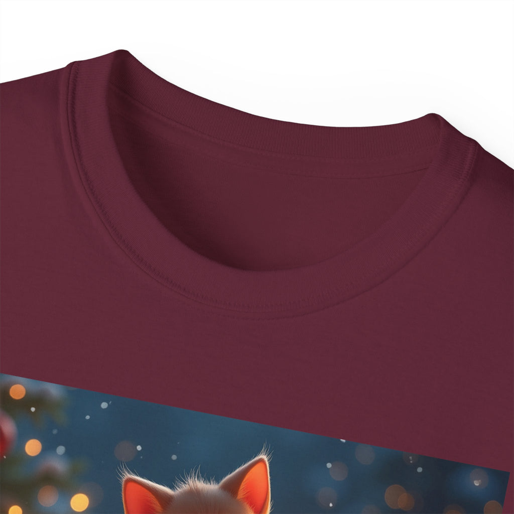Cute Cat Christmas Tee, Cozy Unisex Cotton Shirt for Cat Lovers, Holiday Gift, Casual Wear, Festive Apparel