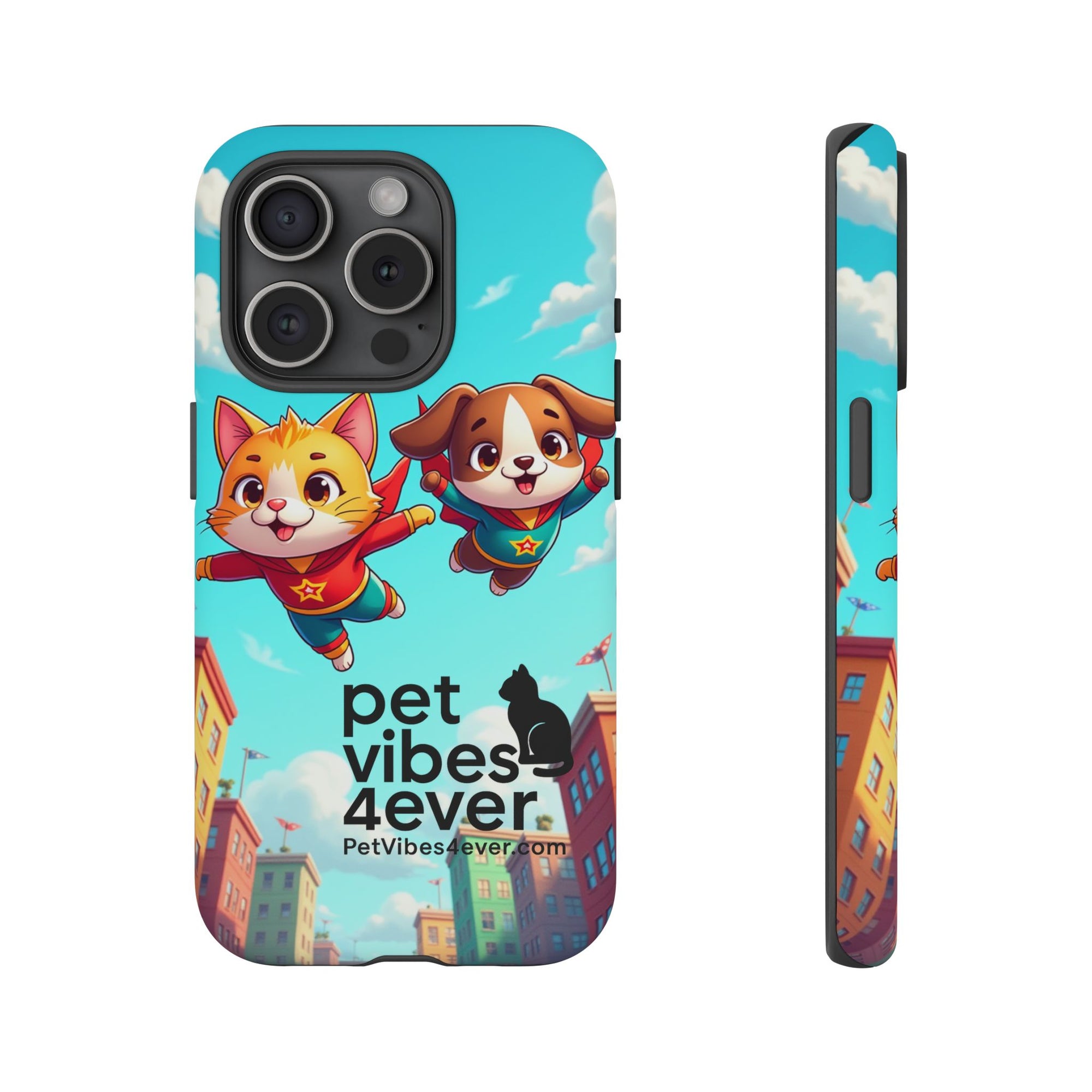 Pet Vibes Phone Case - Playful Cat and Dog Design, Animal Lover Gift, Cute Pet Accessory, Colorful Phone Cover, Fun Pet Gifts