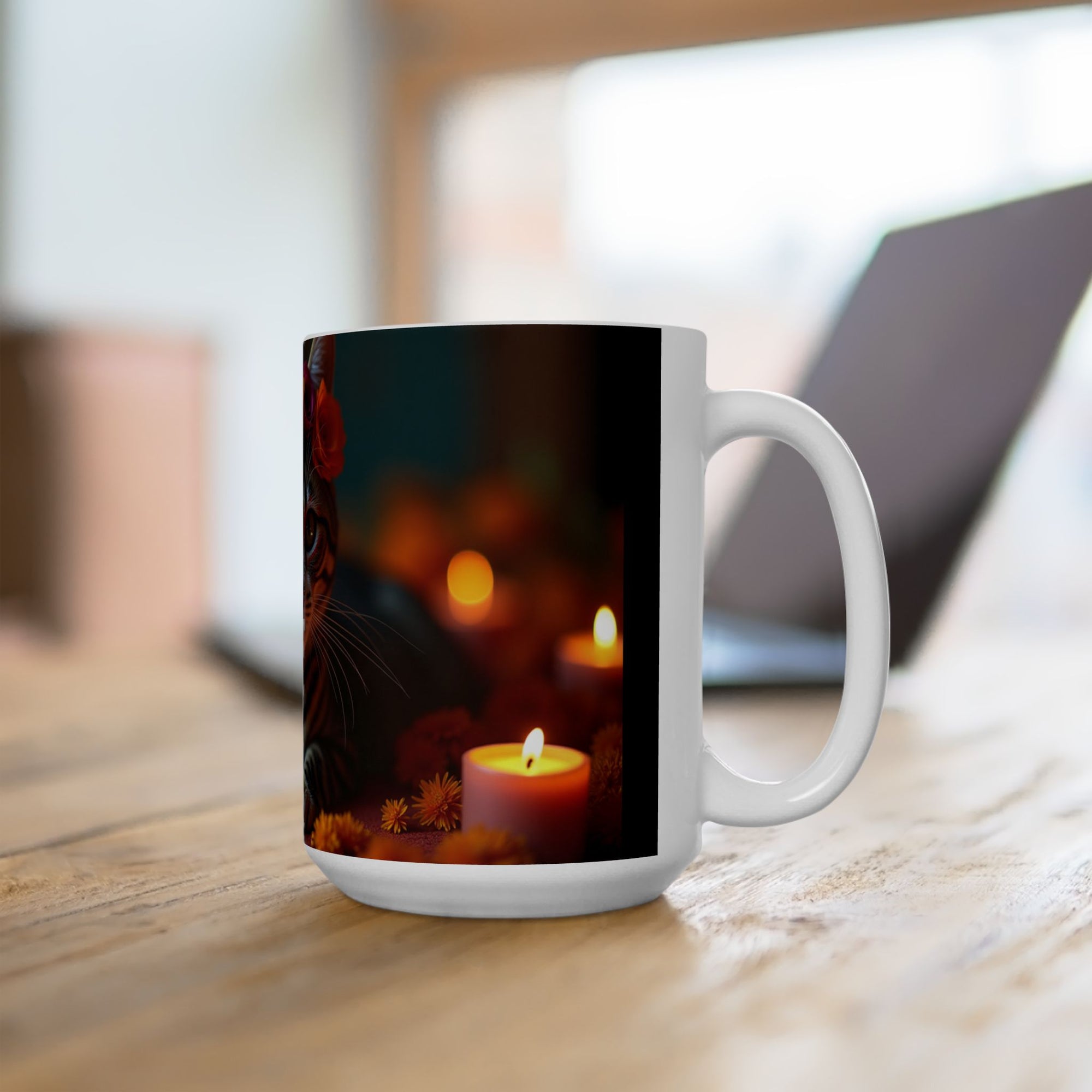 Whimsical Cat Floral Mug | Ceramic Tea Cup | Perfect Gift for Cat Lovers, Cozy Home Decor, Birthday, Cat-Themed Party