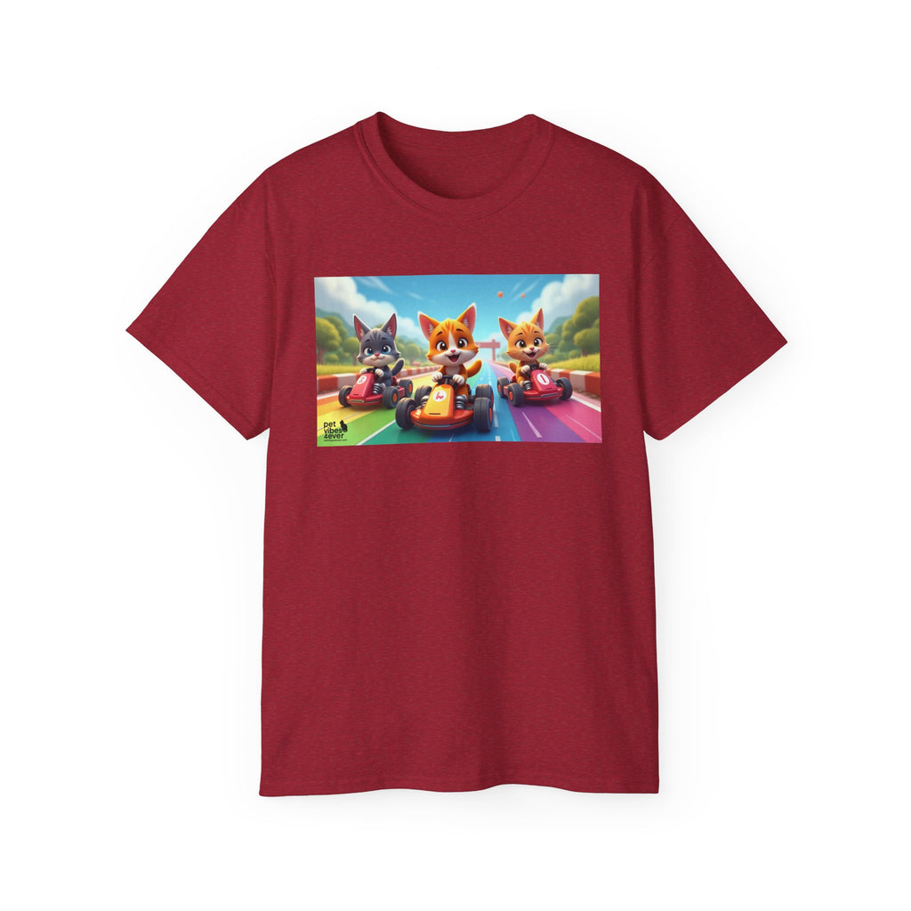 Cartoon Racing Friends Unisex Tee, Fun Gift for Gamers, Kid-Approved Style, Birthday Present, Family Game Night Apparel