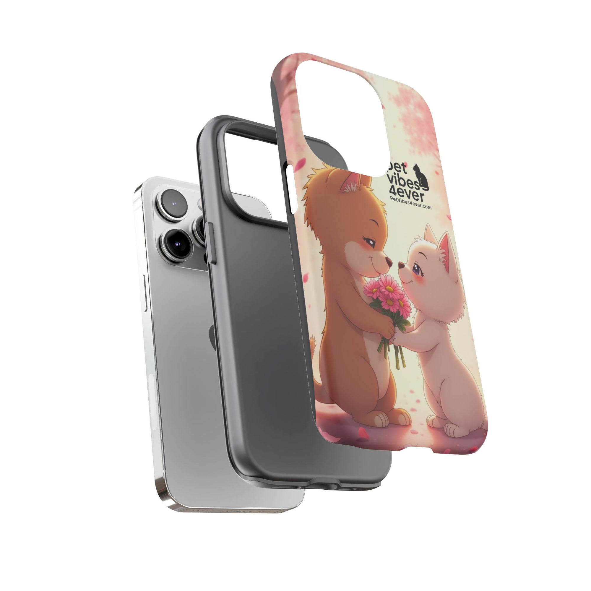 Cute Pet Phone Case, Animal Lovers Gift, Valentine’s Day Present, Custom Phone Cover, Happy Couple Design, Pet Vibes Forever