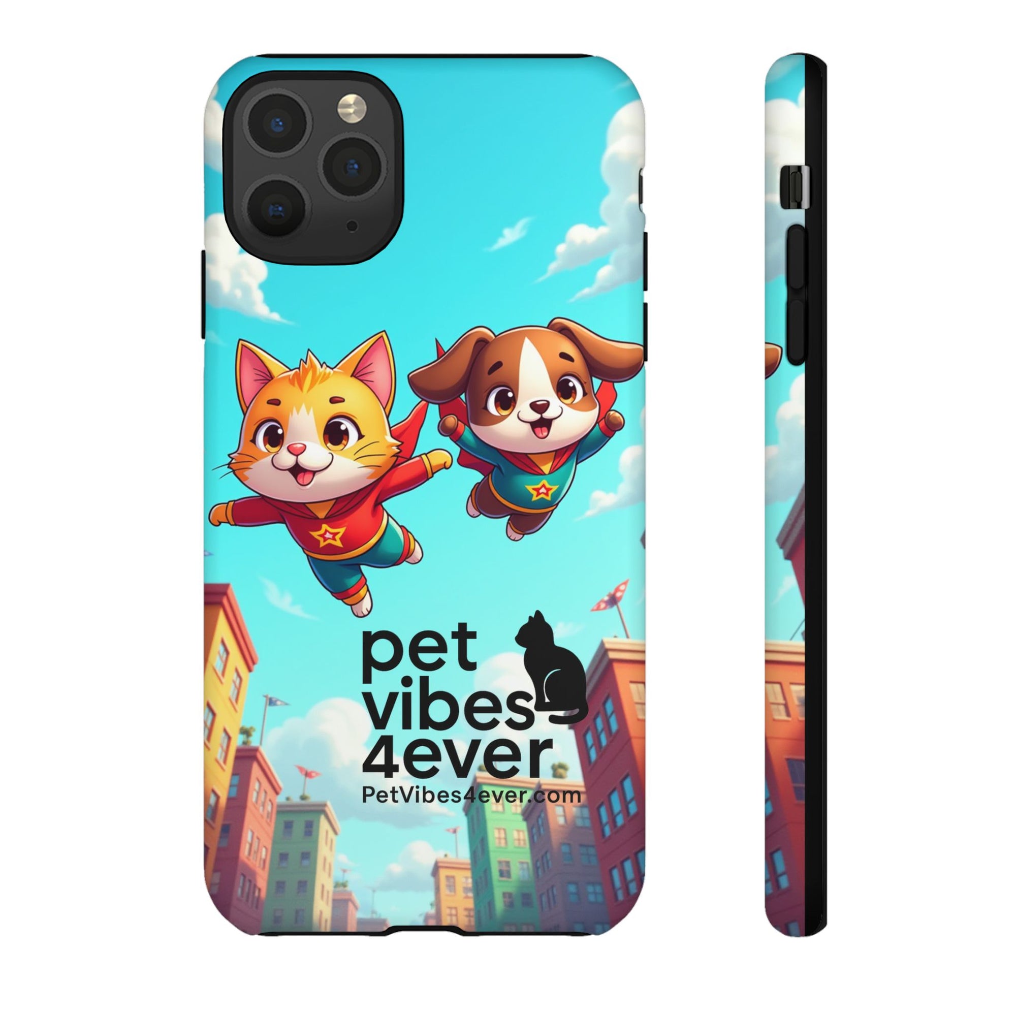 Pet Vibes Phone Case - Playful Cat and Dog Design, Animal Lover Gift, Cute Pet Accessory, Colorful Phone Cover, Fun Pet Gifts