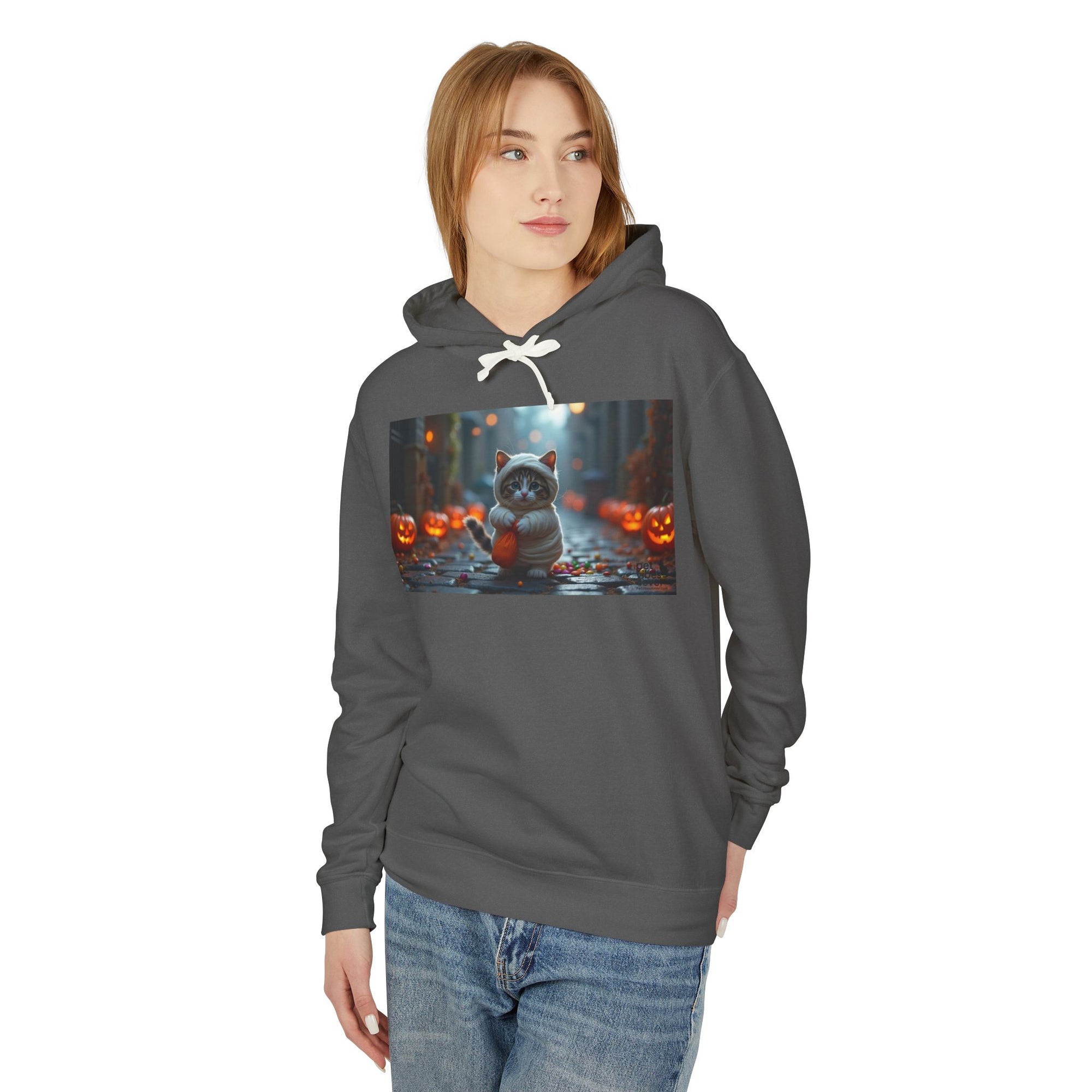 Halloween Cat Unisex Hoodie, Cozy Sweatshirt for Fall, Cute Pumpkin Design, Gift for Cat Lovers, Perfect for Halloween