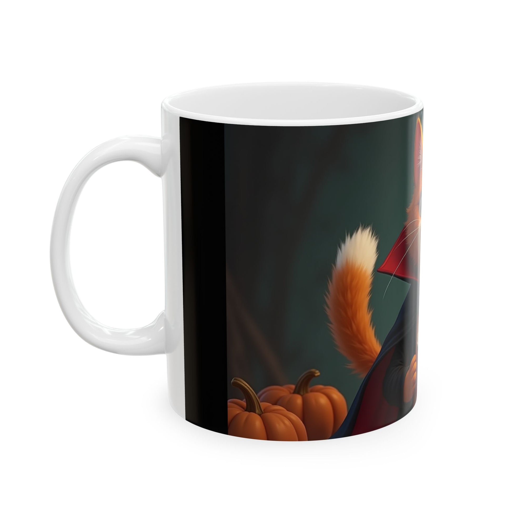 Spooky Cat Ceramic Mug - Halloween Coffee Cup for Cat Lovers, Cute Gift, Pumpkin Design, 11oz & 15oz
