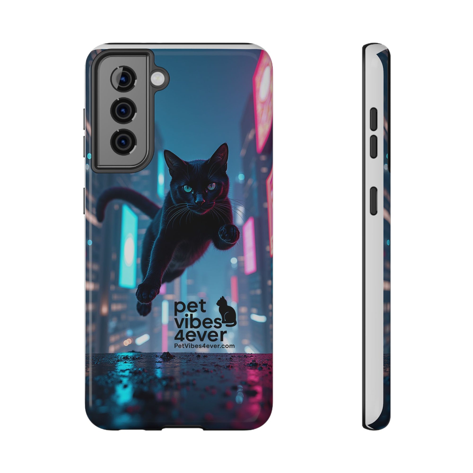 Cat-Themed Phone Case with Pet Vibes Design, Impact-Resistant Phone Case, Gift for Cat Lovers, Cute Pet Merchandise, Stylish Phone Accessory