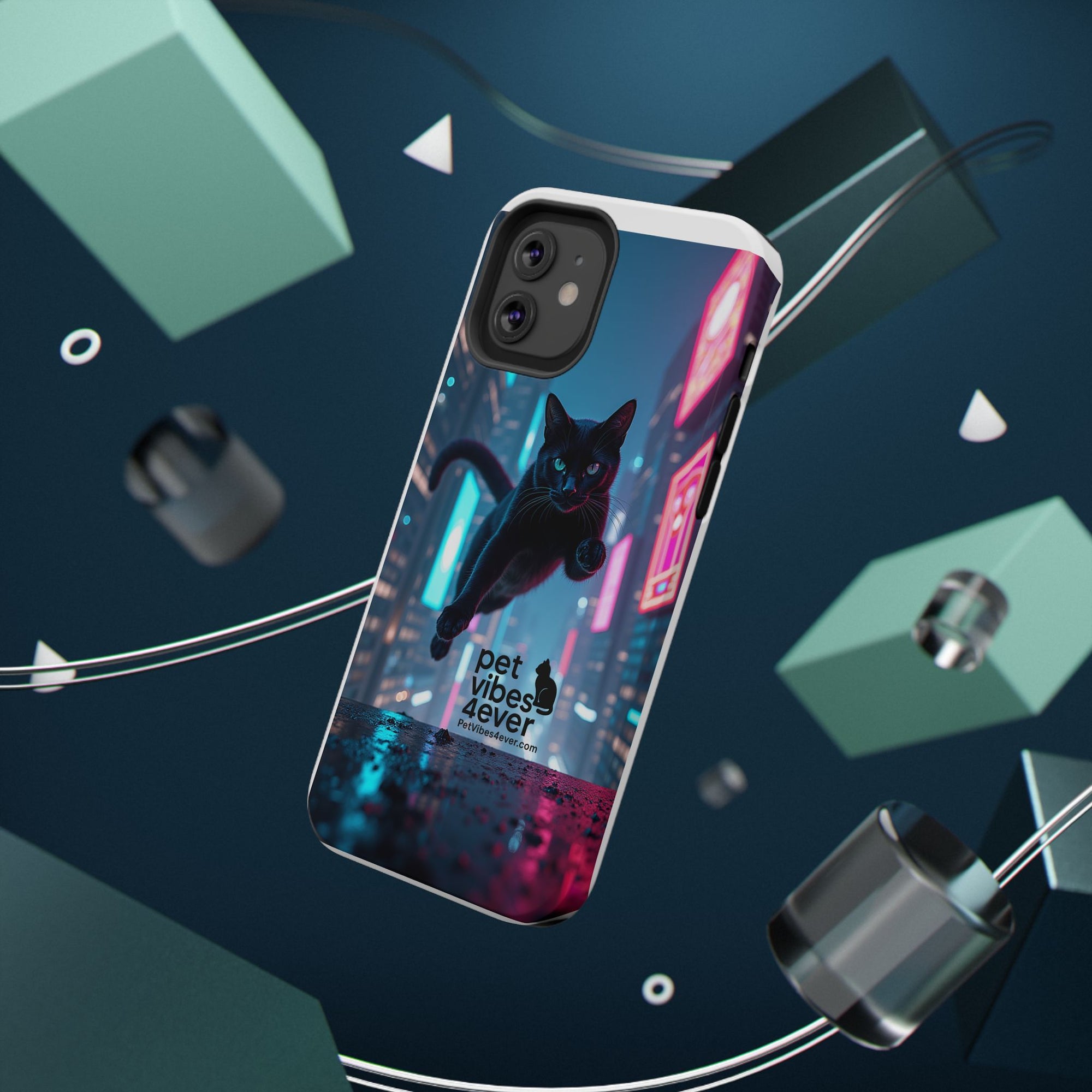 Cat-Themed Phone Case with Pet Vibes Design, Impact-Resistant Phone Case, Gift for Cat Lovers, Cute Pet Merchandise, Stylish Phone Accessory