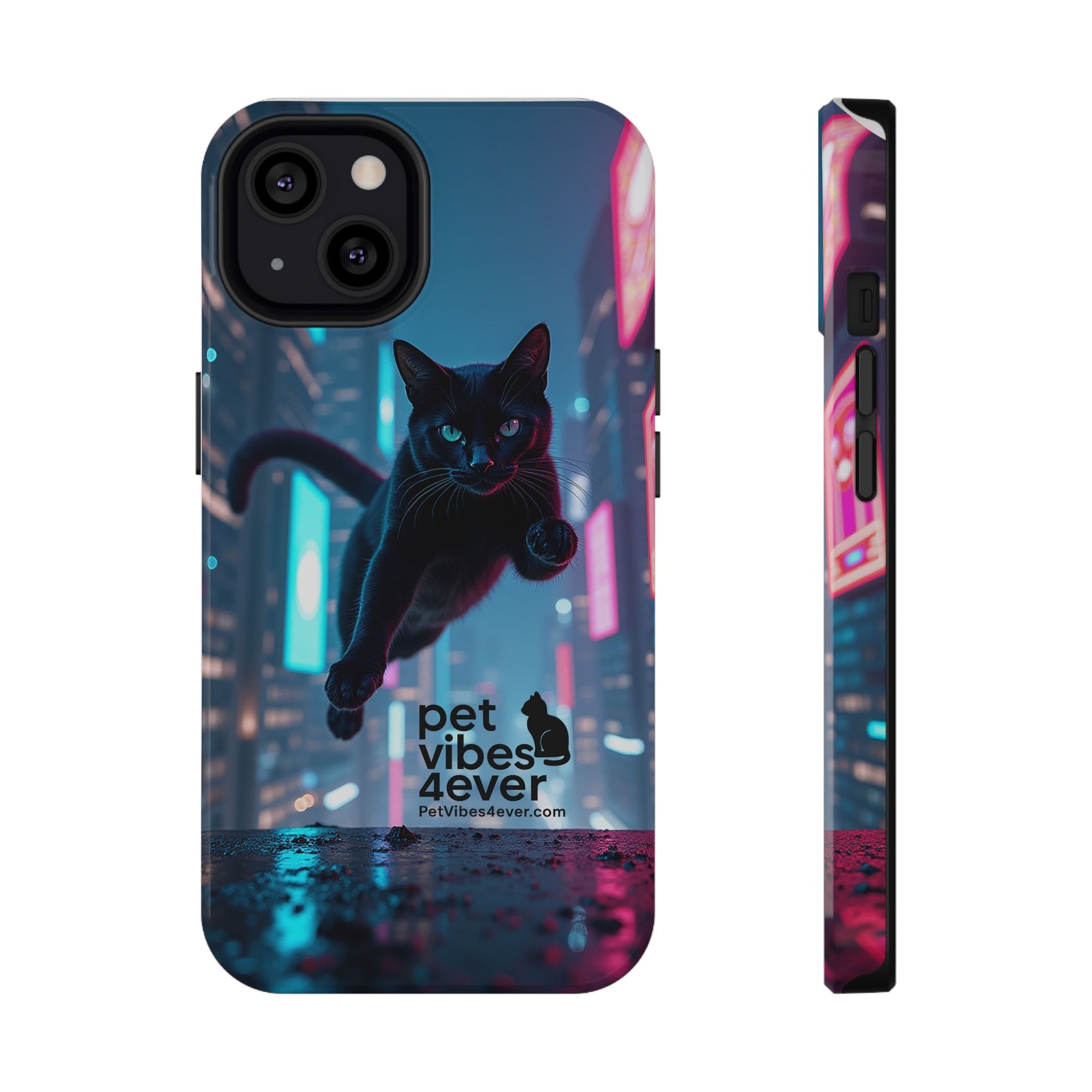 Cat-Themed Phone Case with Pet Vibes Design, Impact-Resistant Phone Case, Gift for Cat Lovers, Cute Pet Merchandise, Stylish Phone Accessory