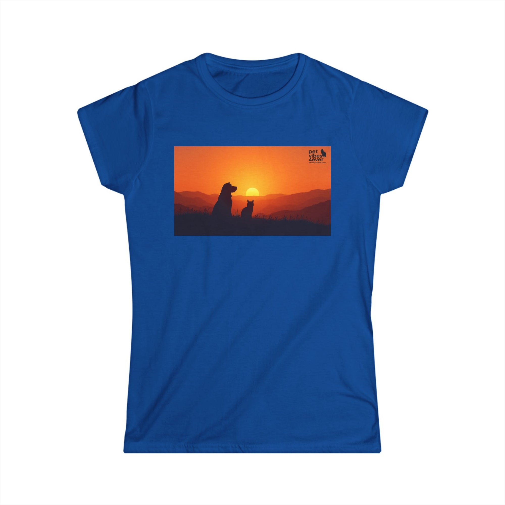 Women's Sunset Dog Lovers Tee, Cute Pet Lover Shirt, Animal Lover Gift, Casual Wear, Summer Top, Dog Mom Apparel