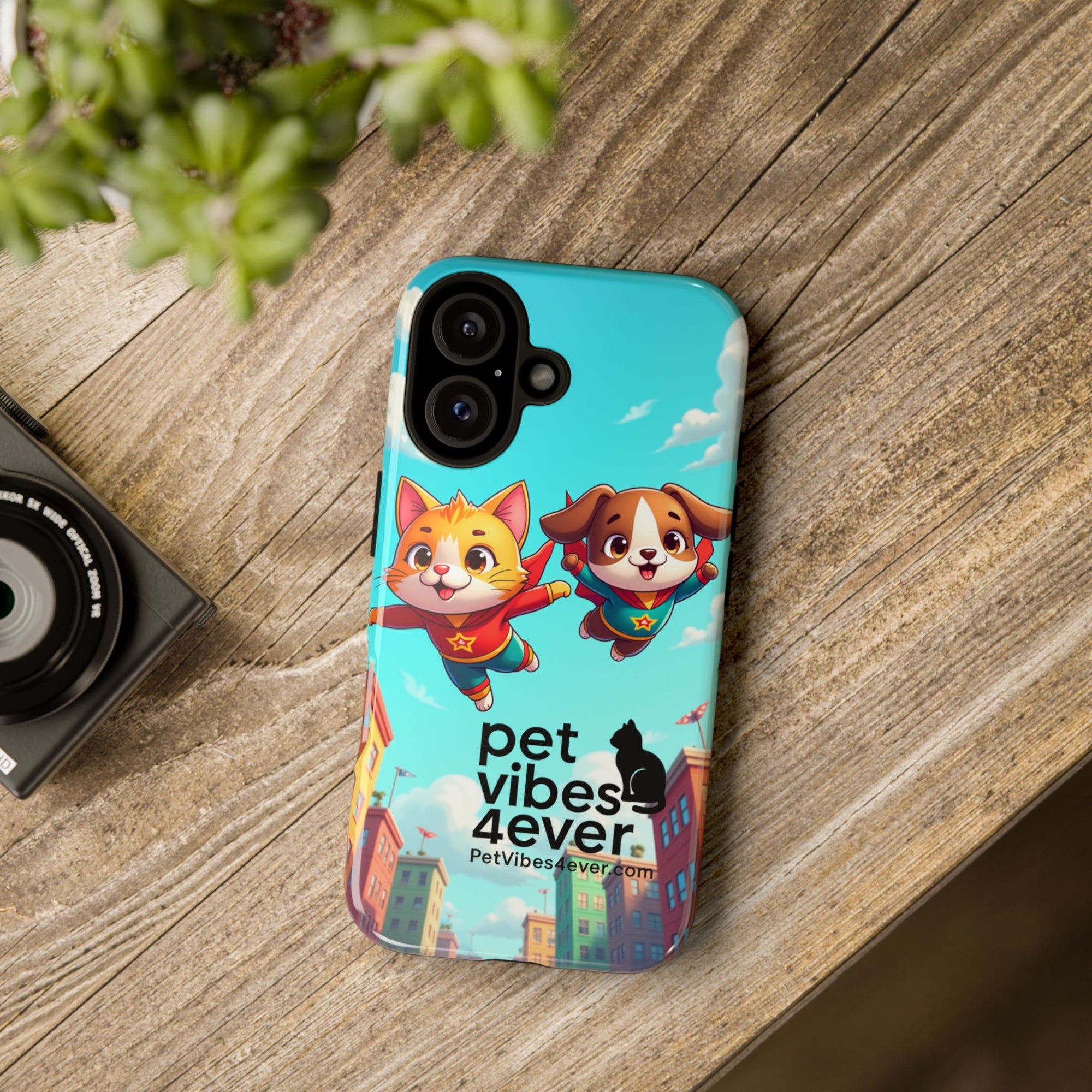 Pet Vibes Phone Case - Playful Cat and Dog Design, Animal Lover Gift, Cute Pet Accessory, Colorful Phone Cover, Fun Pet Gifts