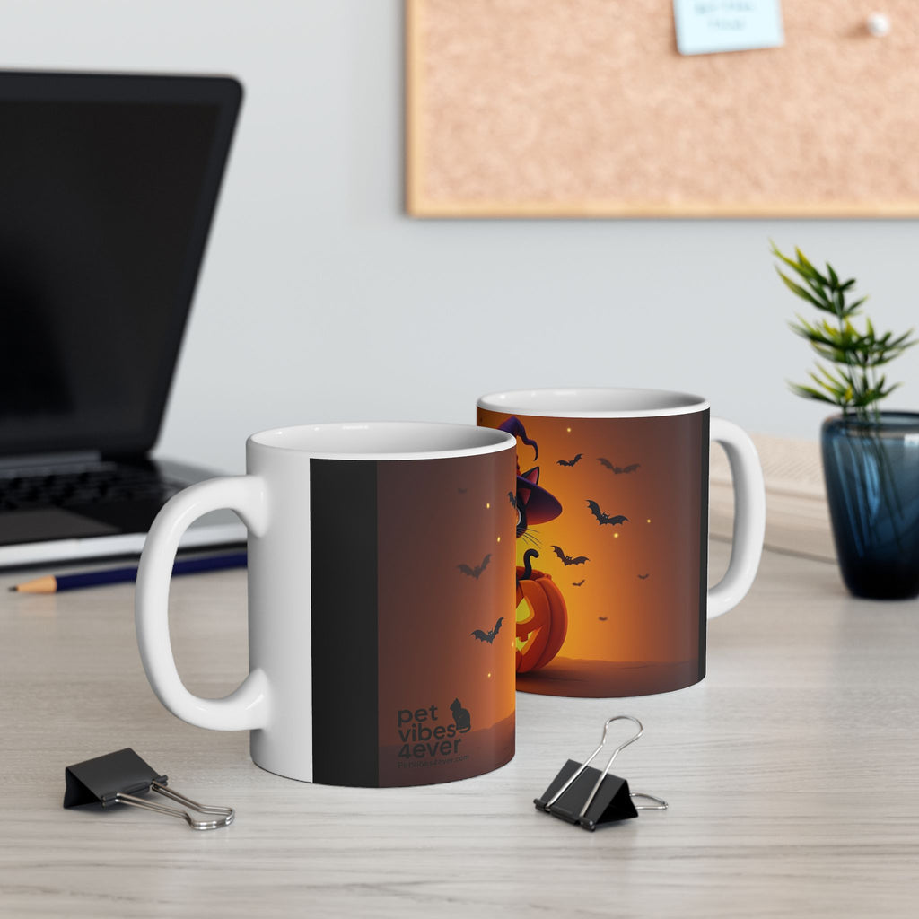 Halloween Cat Mug - Black Cat Pumpkin Coffee Cup, Trick-or-Treat Mug, Fall Home Decor, Spooky Gift, Cat Lover's Kitchen