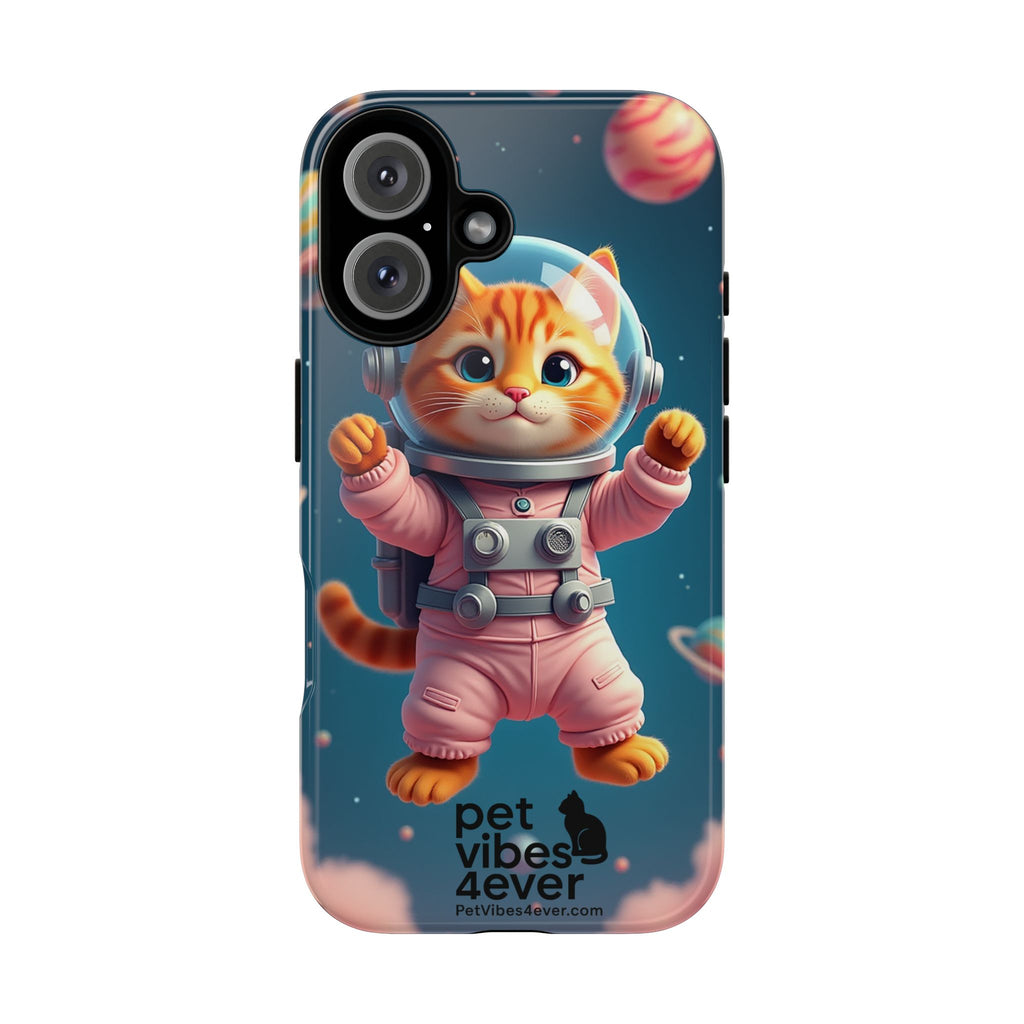 Cute Cat Phone Case, Astronaut Cat Case, Pet Lover Gift, Space Theme Accessories, Galaxy Cat Phone Cover