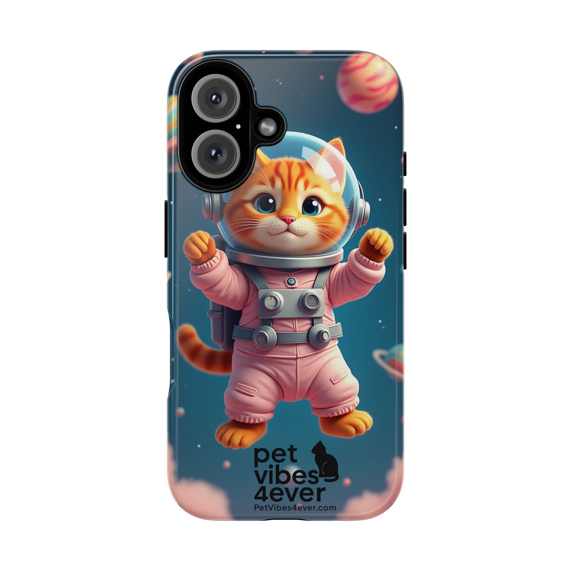 Cute Cat Phone Case, Astronaut Cat Case, Pet Lover Gift, Space Theme Accessories, Galaxy Cat Phone Cover