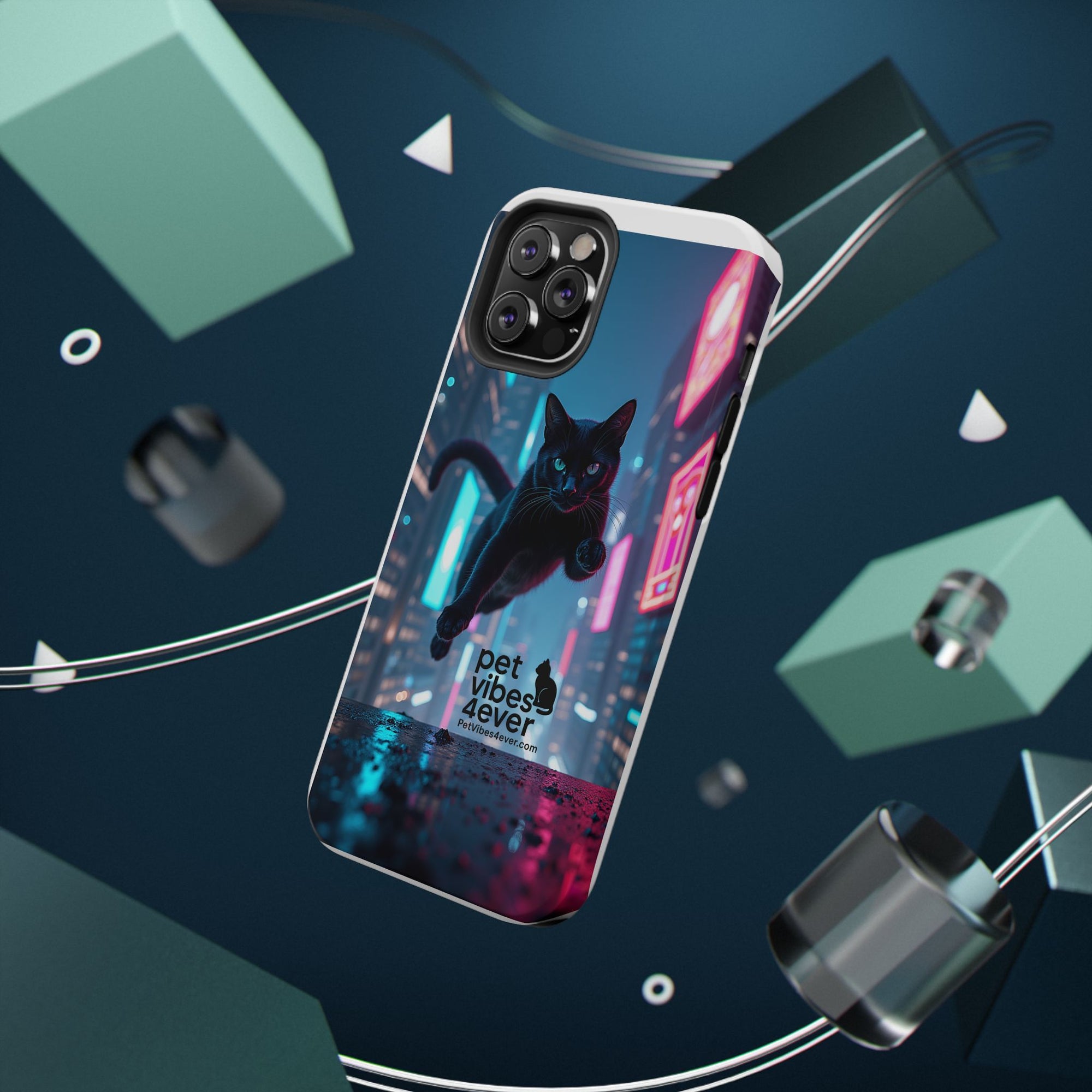 Cat-Themed Phone Case with Pet Vibes Design, Impact-Resistant Phone Case, Gift for Cat Lovers, Cute Pet Merchandise, Stylish Phone Accessory