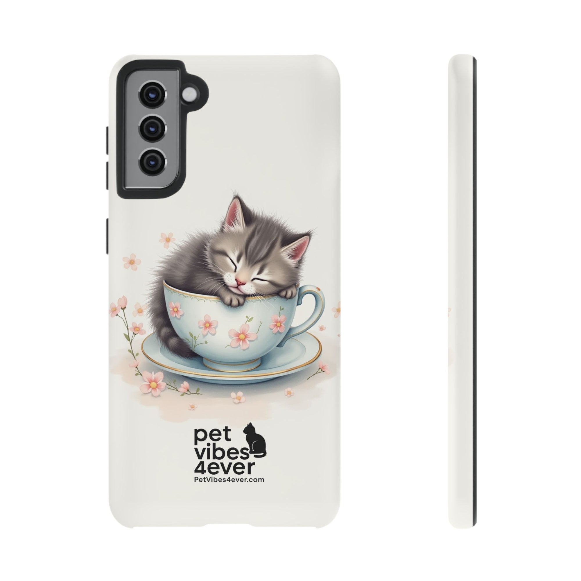 Cute Cat Phone Case, Pet Lover Gift, Soft Kitty Design, Floral Tech Accessory, Unique Animal Case, iPhone Cover, Birthday Present