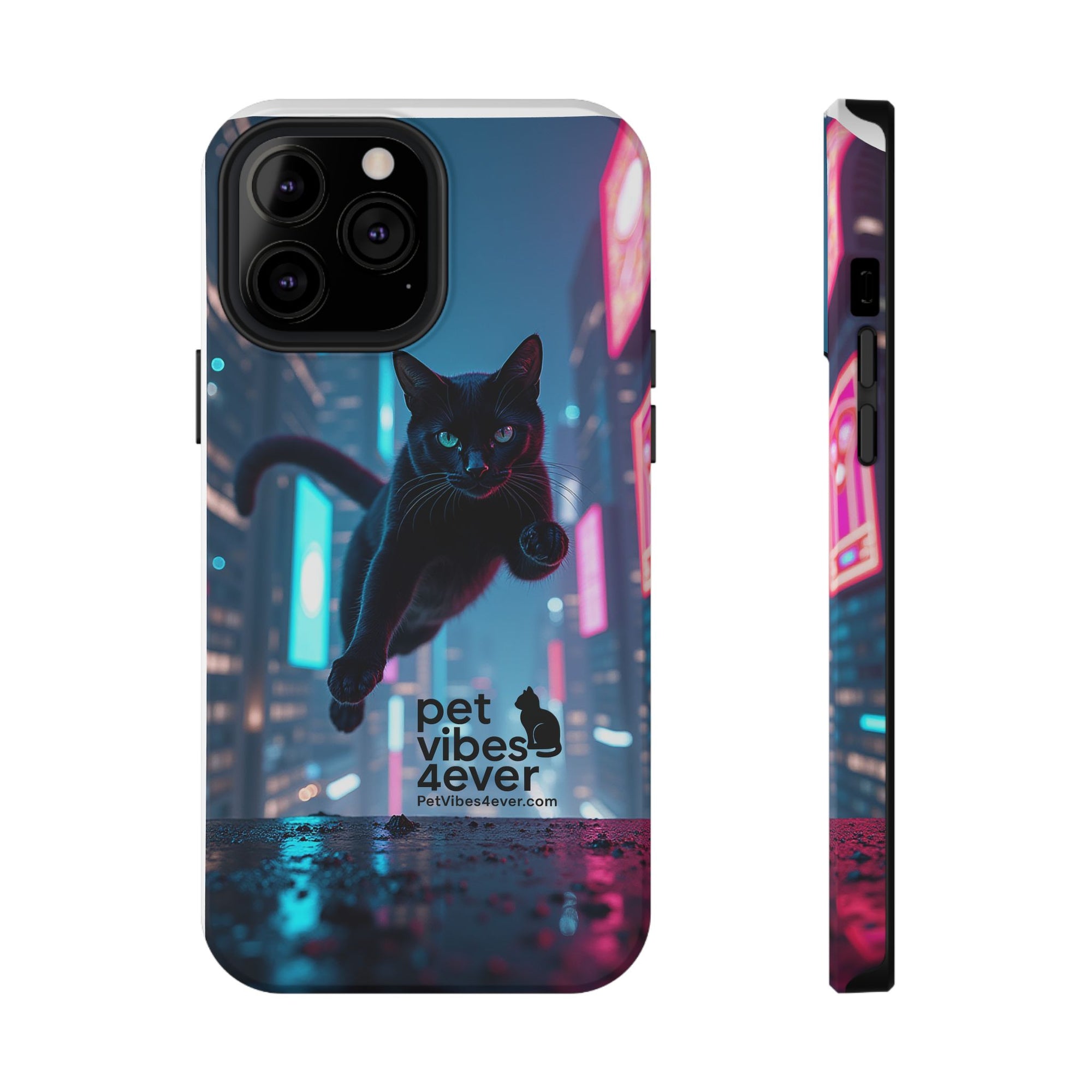 Cat-Themed Phone Case with Pet Vibes Design, Impact-Resistant Phone Case, Gift for Cat Lovers, Cute Pet Merchandise, Stylish Phone Accessory