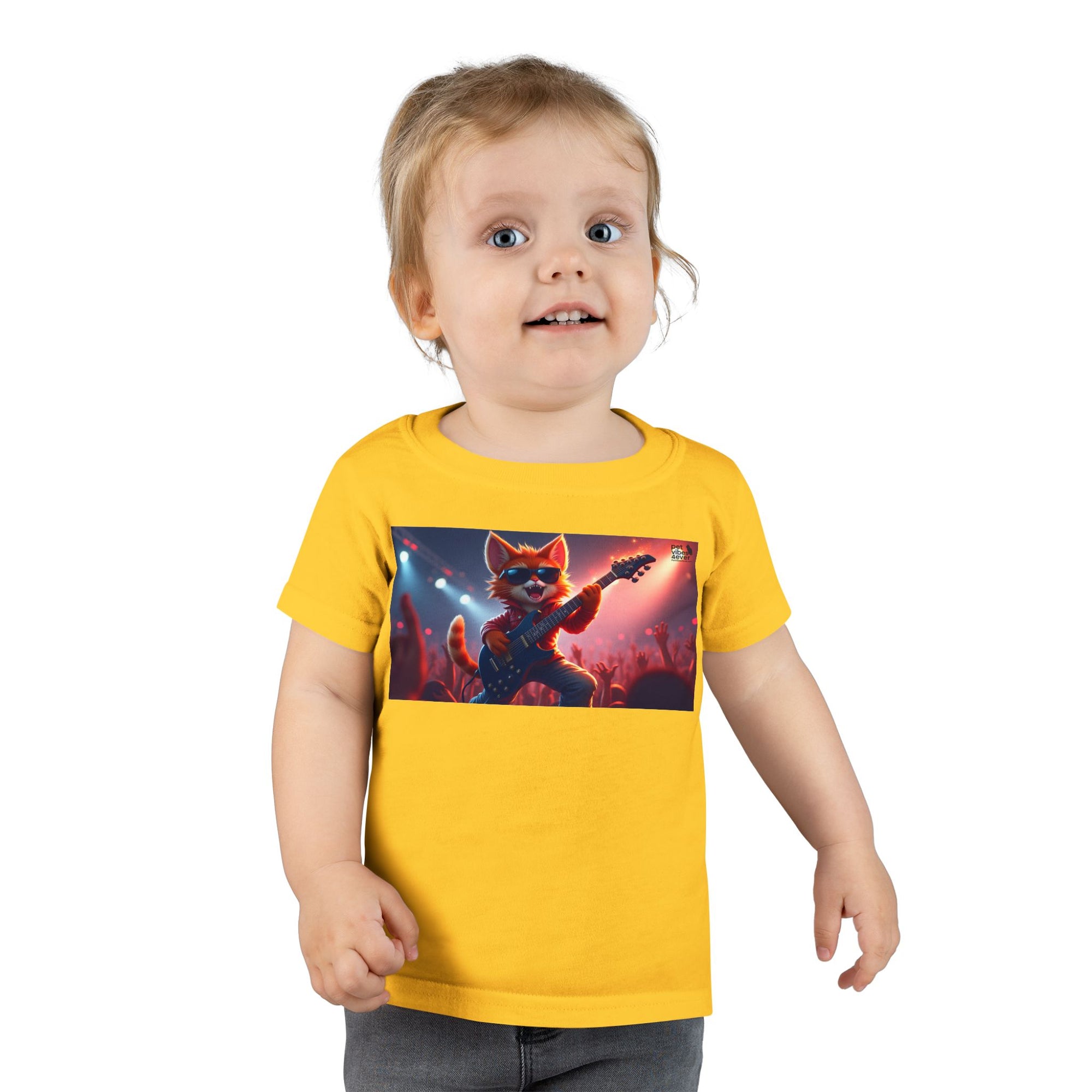 Rockstar Cat Toddler T-Shirt, Cute Graphic Tee for Kids, Birthday Gift, Music Theme Apparel, Fun Kids Outfit, Playful Toddler Top
