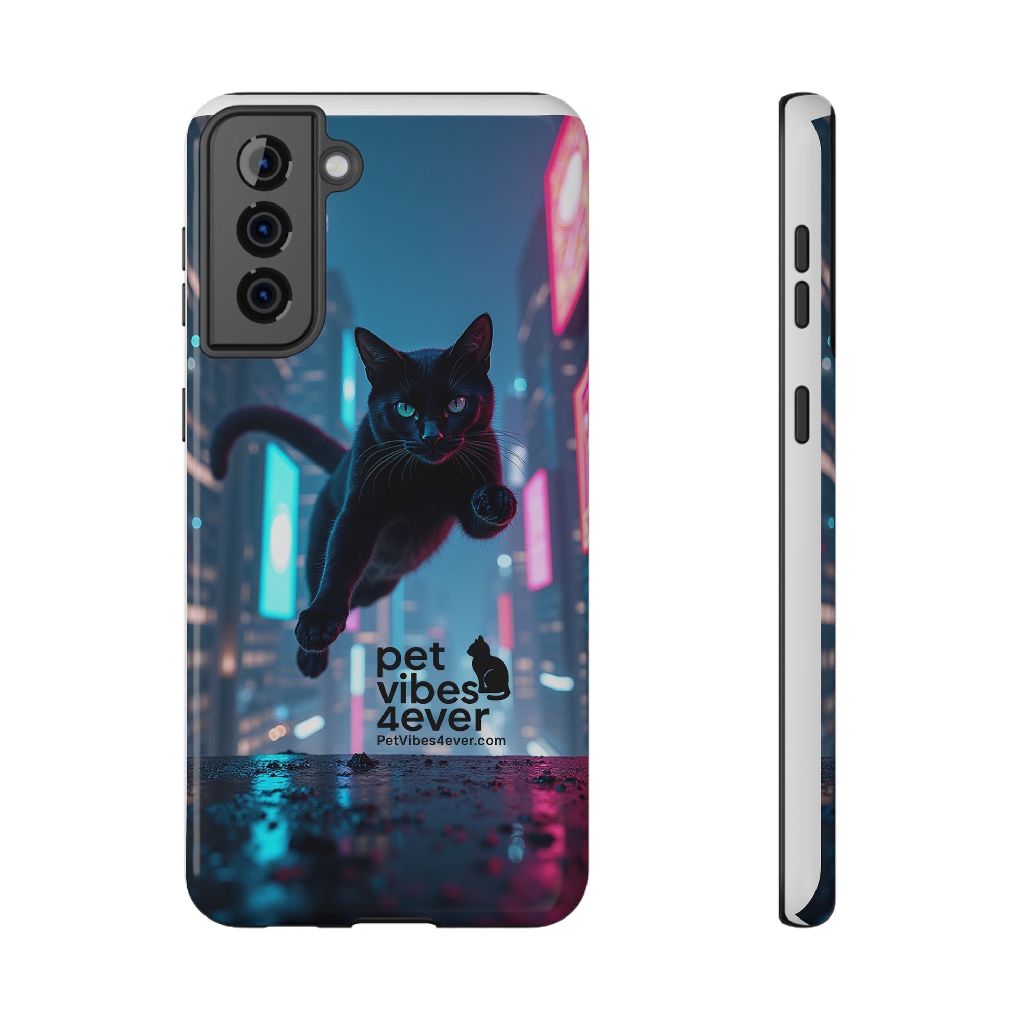 Cat-Themed Phone Case with Pet Vibes Design, Impact-Resistant Phone Case, Gift for Cat Lovers, Cute Pet Merchandise, Stylish Phone Accessory