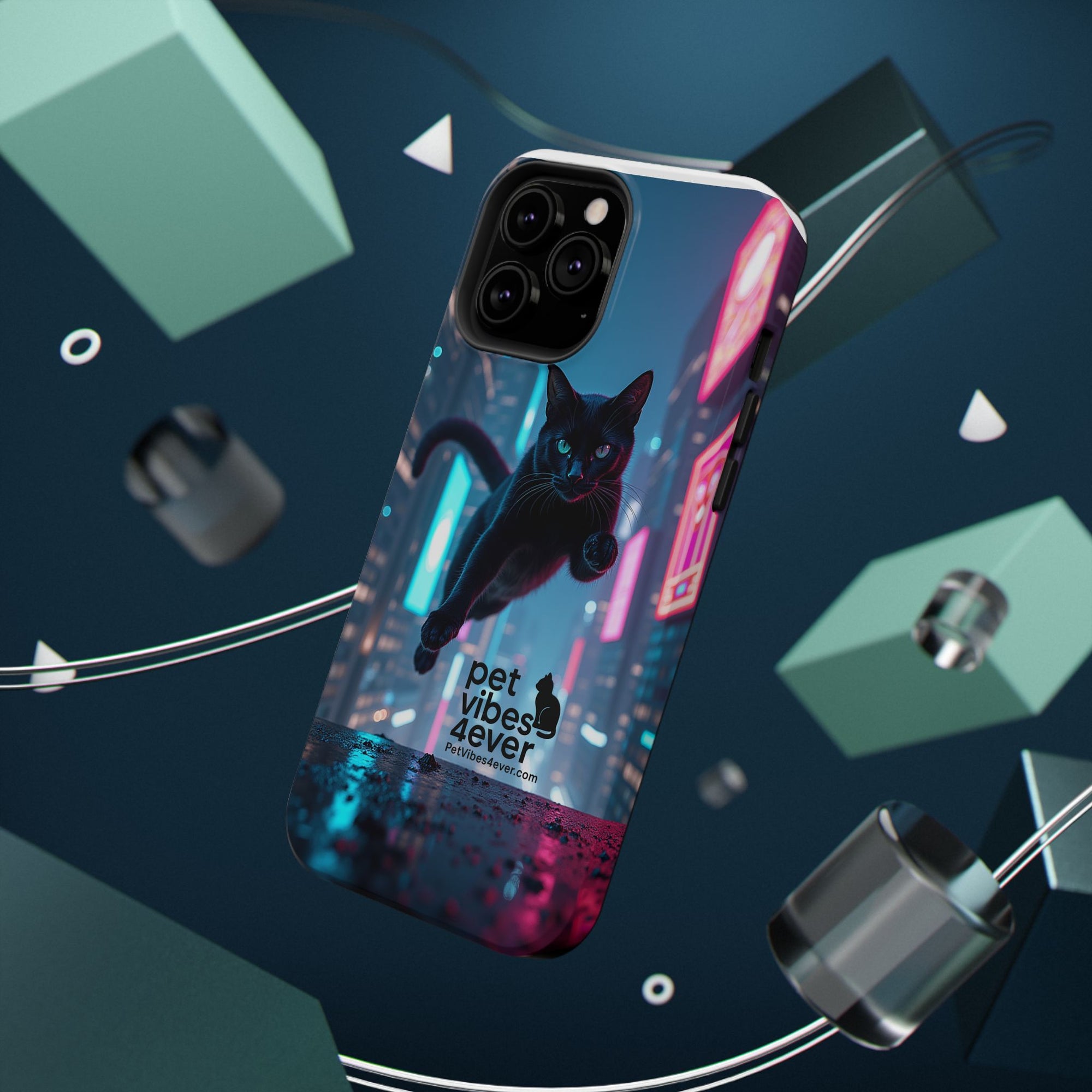Cat-Themed Phone Case with Pet Vibes Design, Impact-Resistant Phone Case, Gift for Cat Lovers, Cute Pet Merchandise, Stylish Phone Accessory