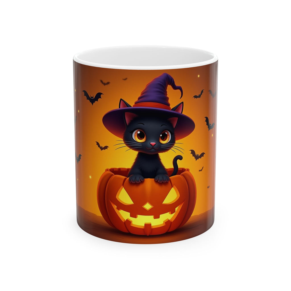 Halloween Cat Mug - Black Cat Pumpkin Coffee Cup, Trick-or-Treat Mug, Fall Home Decor, Spooky Gift, Cat Lover's Kitchen