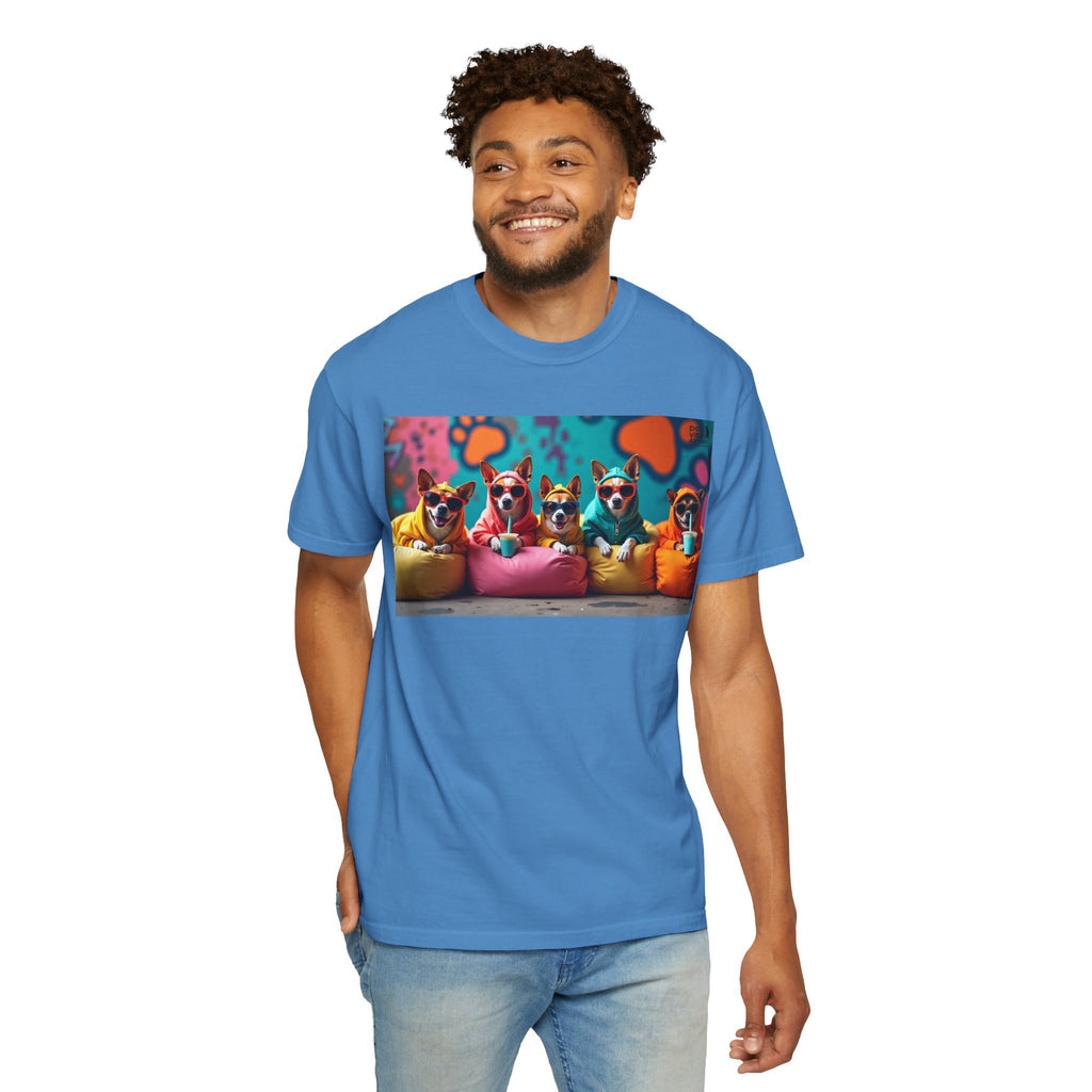 Playful Dog-Themed Unisex Garment-Dyed T-shirt, Pet Lover Gift, Casual Wear, Birthday Party Tee, Colorful Animal Art