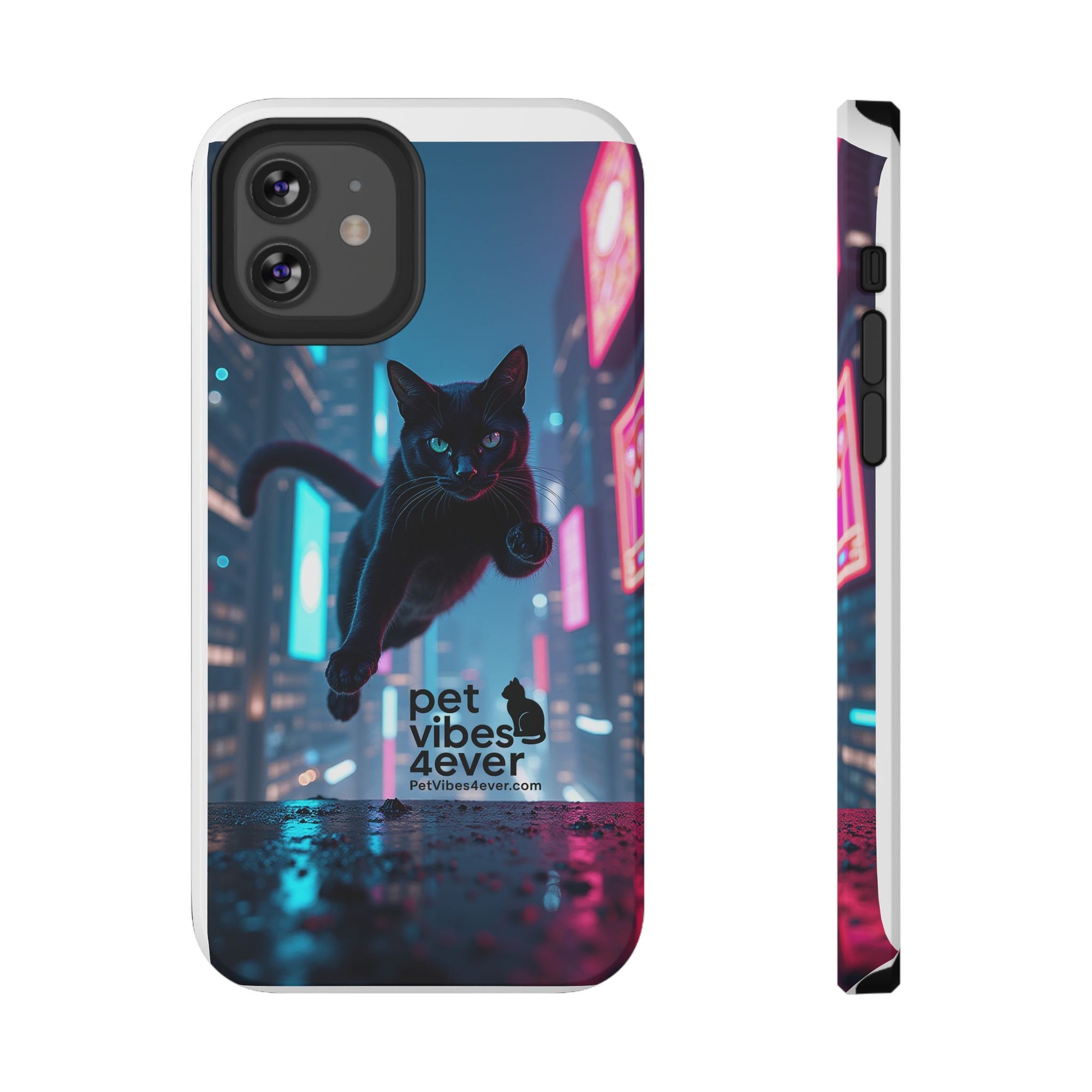 Cat-Themed Phone Case with Pet Vibes Design, Impact-Resistant Phone Case, Gift for Cat Lovers, Cute Pet Merchandise, Stylish Phone Accessory
