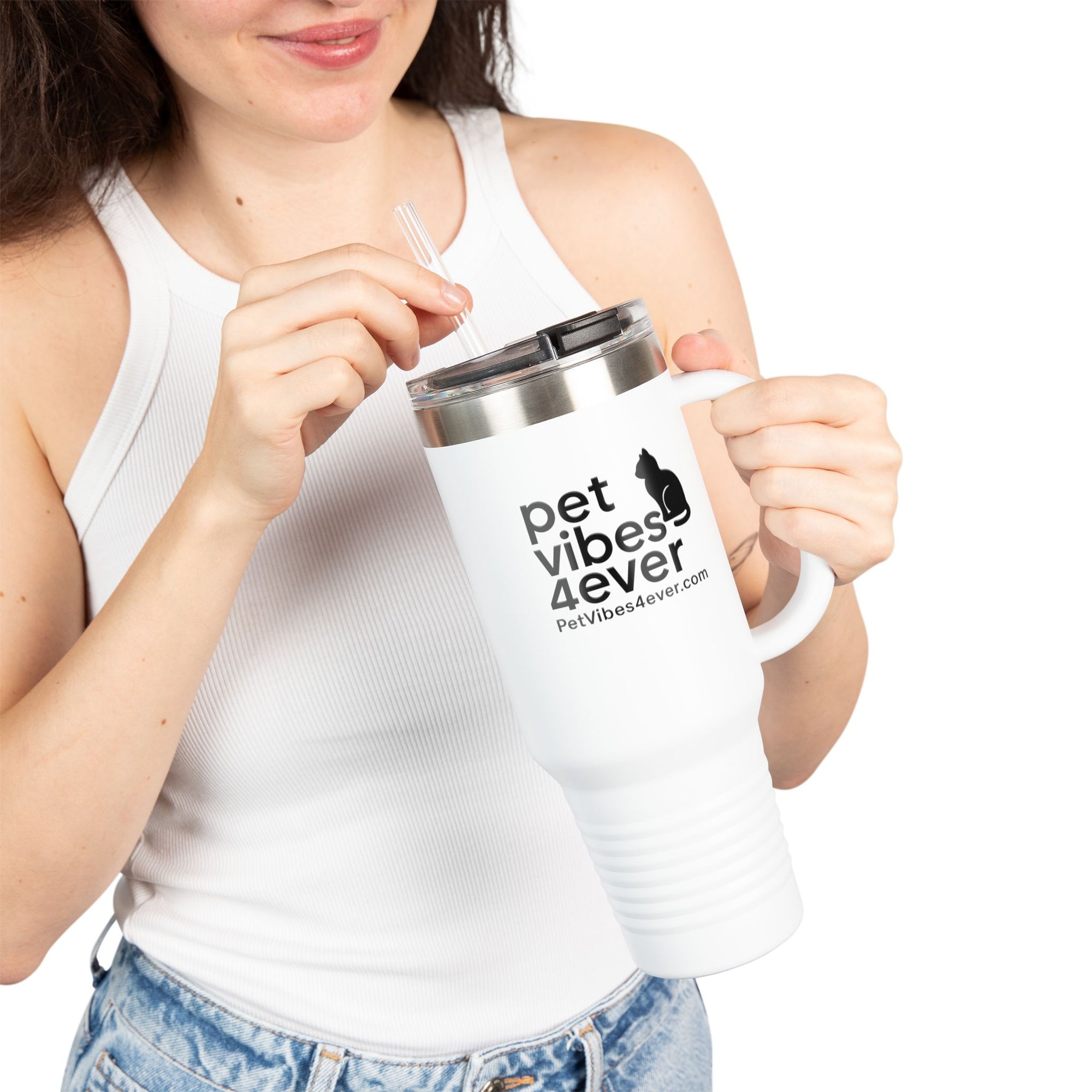 Insulated Travel Mug, Pet Lover's 40oz Coffee Tumbler, Perfect for Hot Drinks, Gifts for Cat Owners, Travel Companion, Pet Vibes 4ever