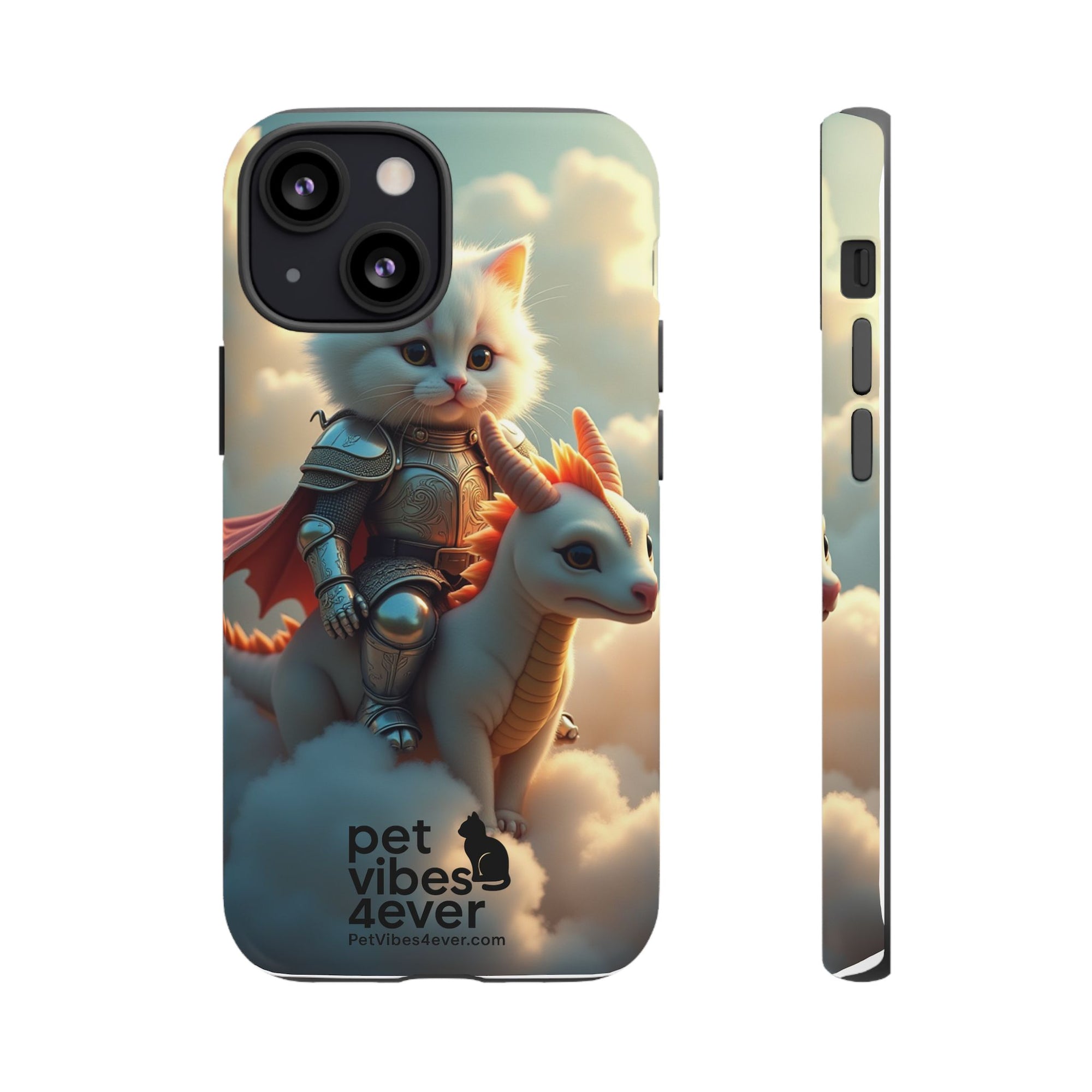 Pet Vibes Phone Case, Cute Cat and Dragon Design, Tough Phone Cover, Gift for Animal Lovers, Unique Pet Themed Accessory