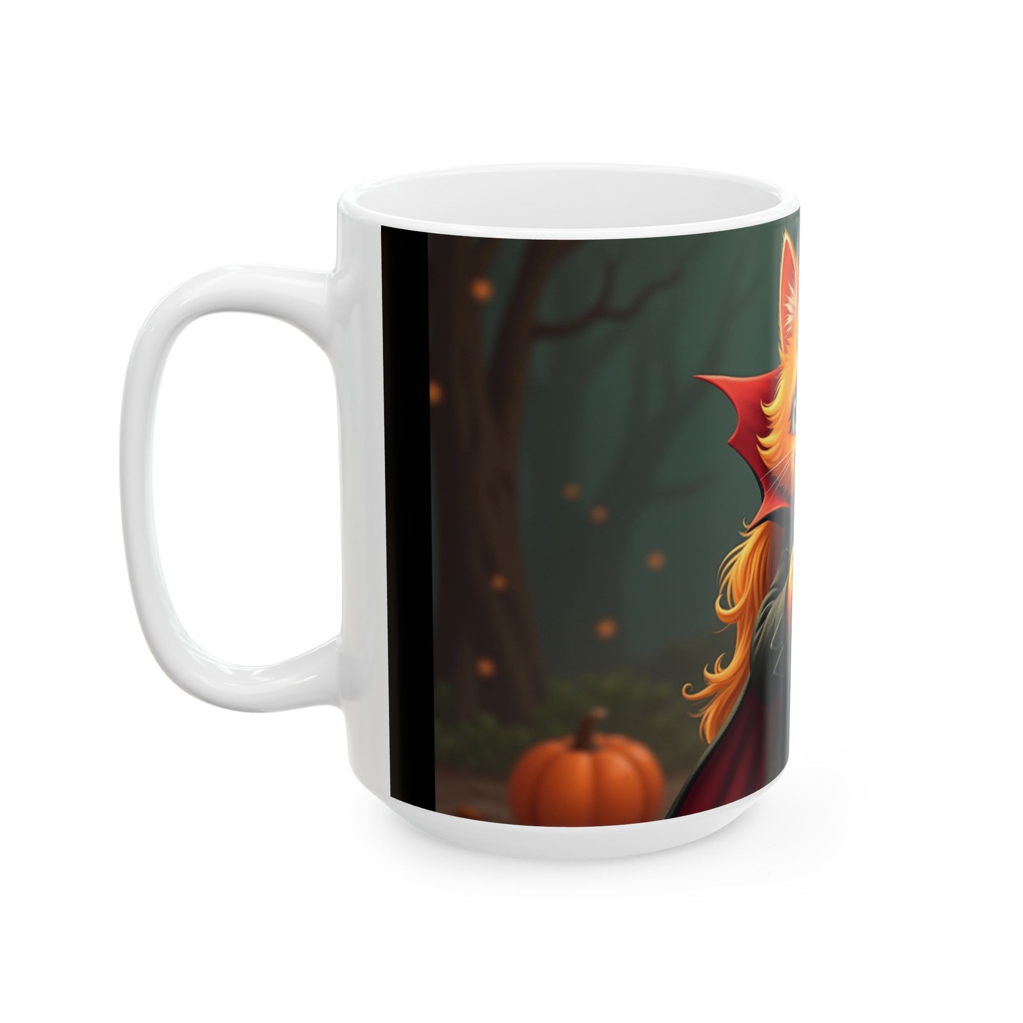 Spooky Cat Ceramic Mug, Halloween Gift, Cute Cat Lover's Mug, Whimsical Coffee Cup, Unique Cat Decor
