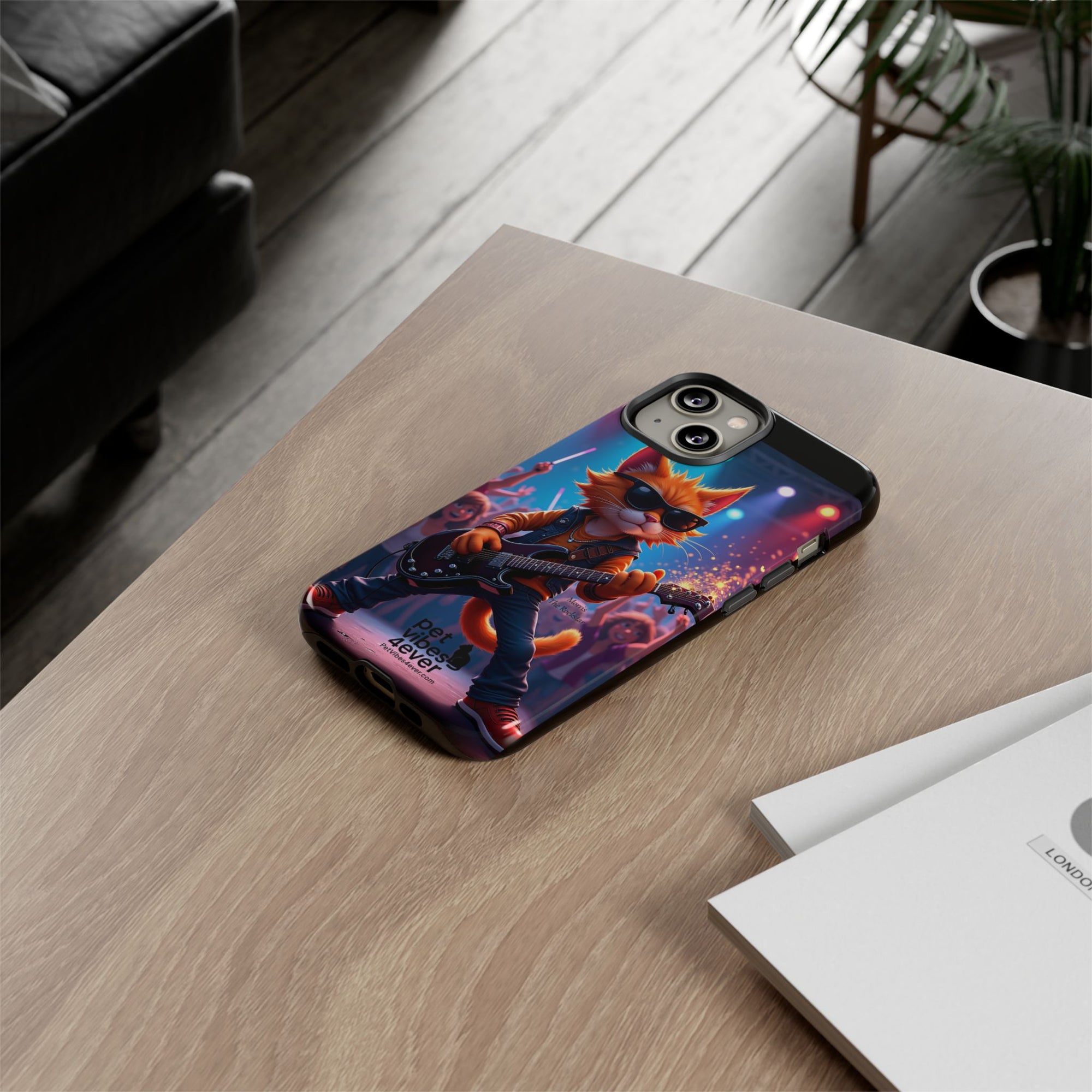 Rocking Cat Phone Case, Fun Cat Phone Cover, Cool Pet Vibes Gift, Music Lover Accessory, Unique Cat Phone Case