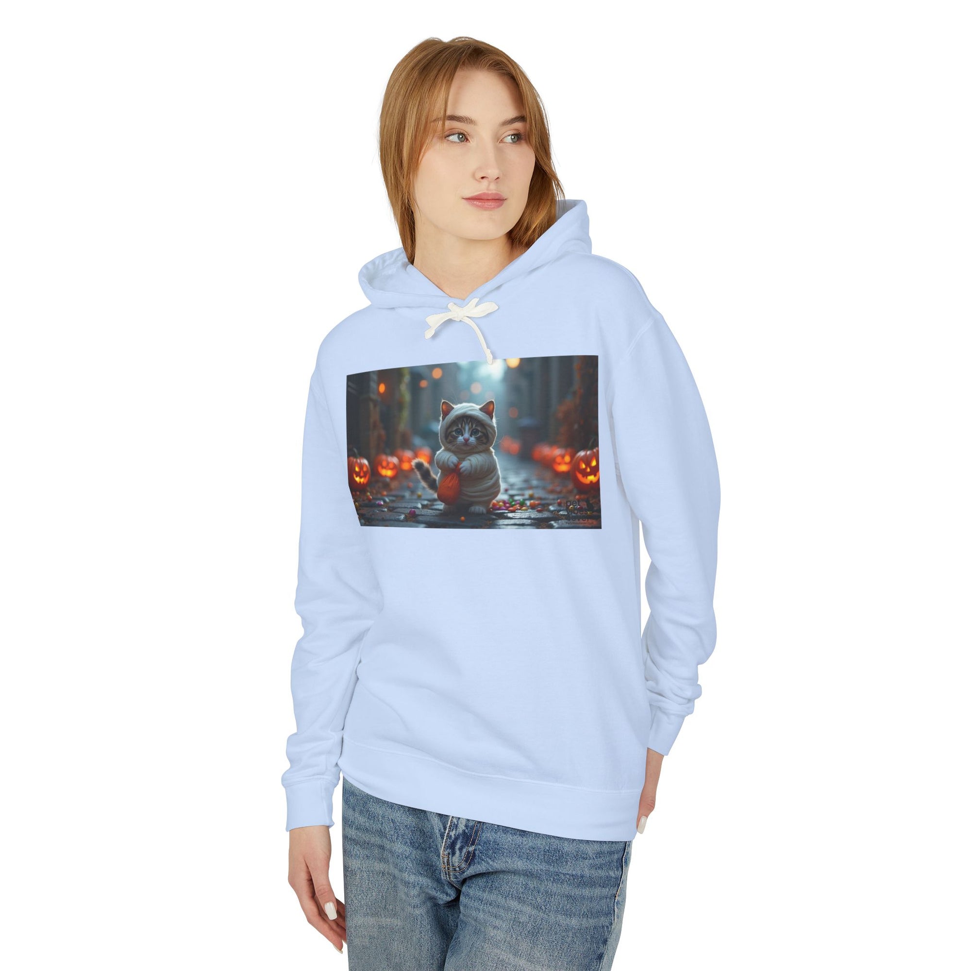 Halloween Cat Unisex Hoodie, Cozy Sweatshirt for Fall, Cute Pumpkin Design, Gift for Cat Lovers, Perfect for Halloween