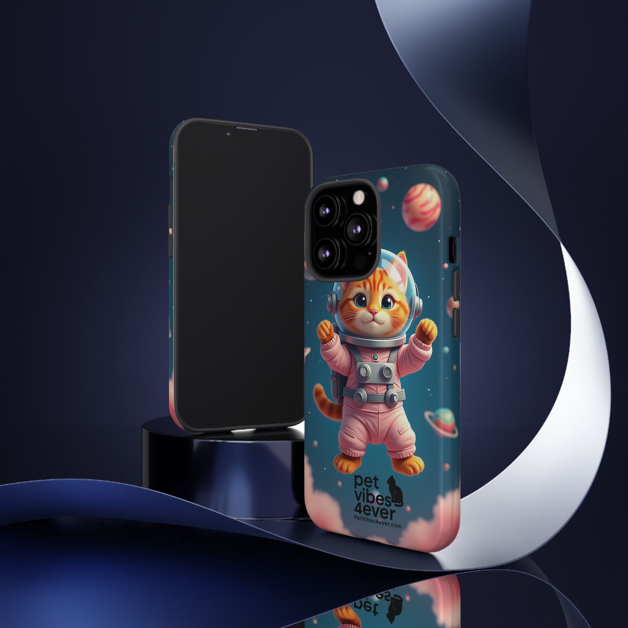 Cute Cat Phone Case, Cat Lovers Gift, Astrological Accessories, Fun Tech Gear, Space Theme Phone Cover
