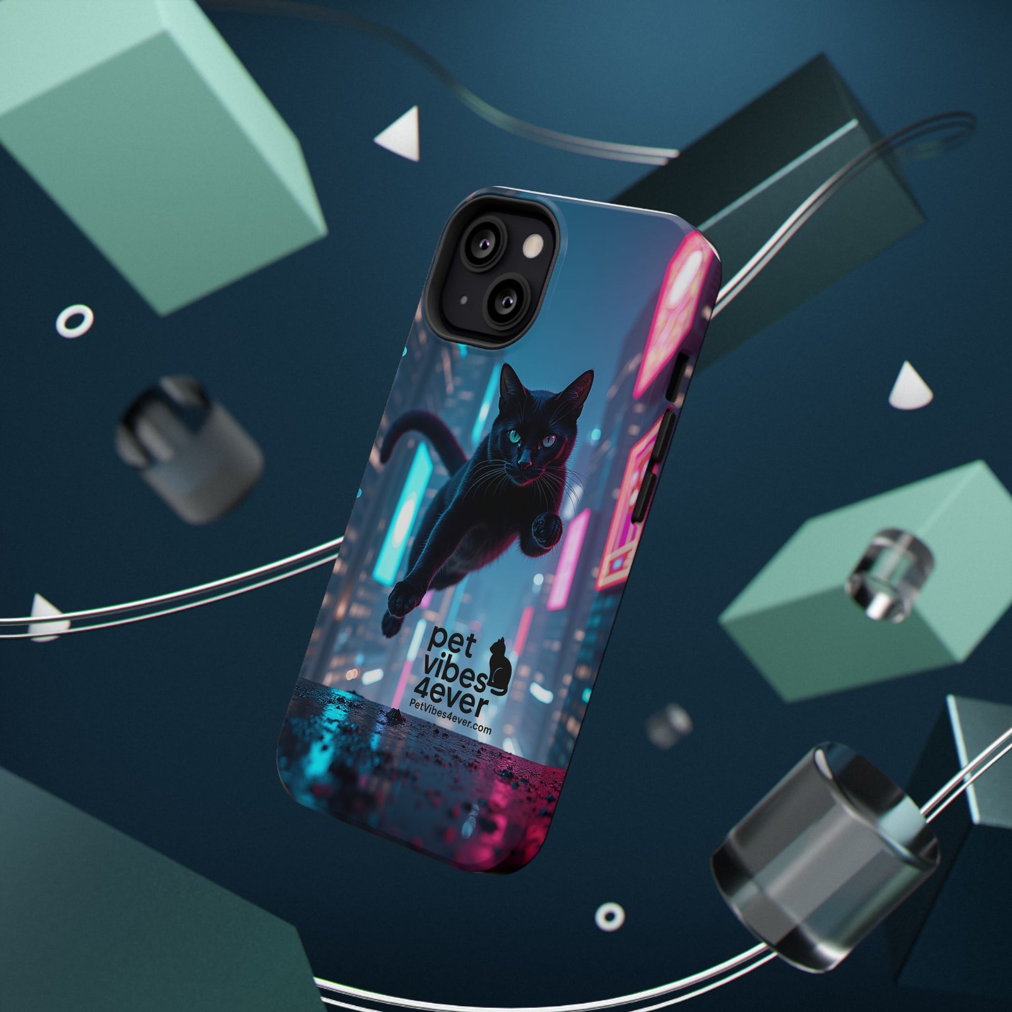 Cat-Themed Phone Case with Pet Vibes Design, Impact-Resistant Phone Case, Gift for Cat Lovers, Cute Pet Merchandise, Stylish Phone Accessory