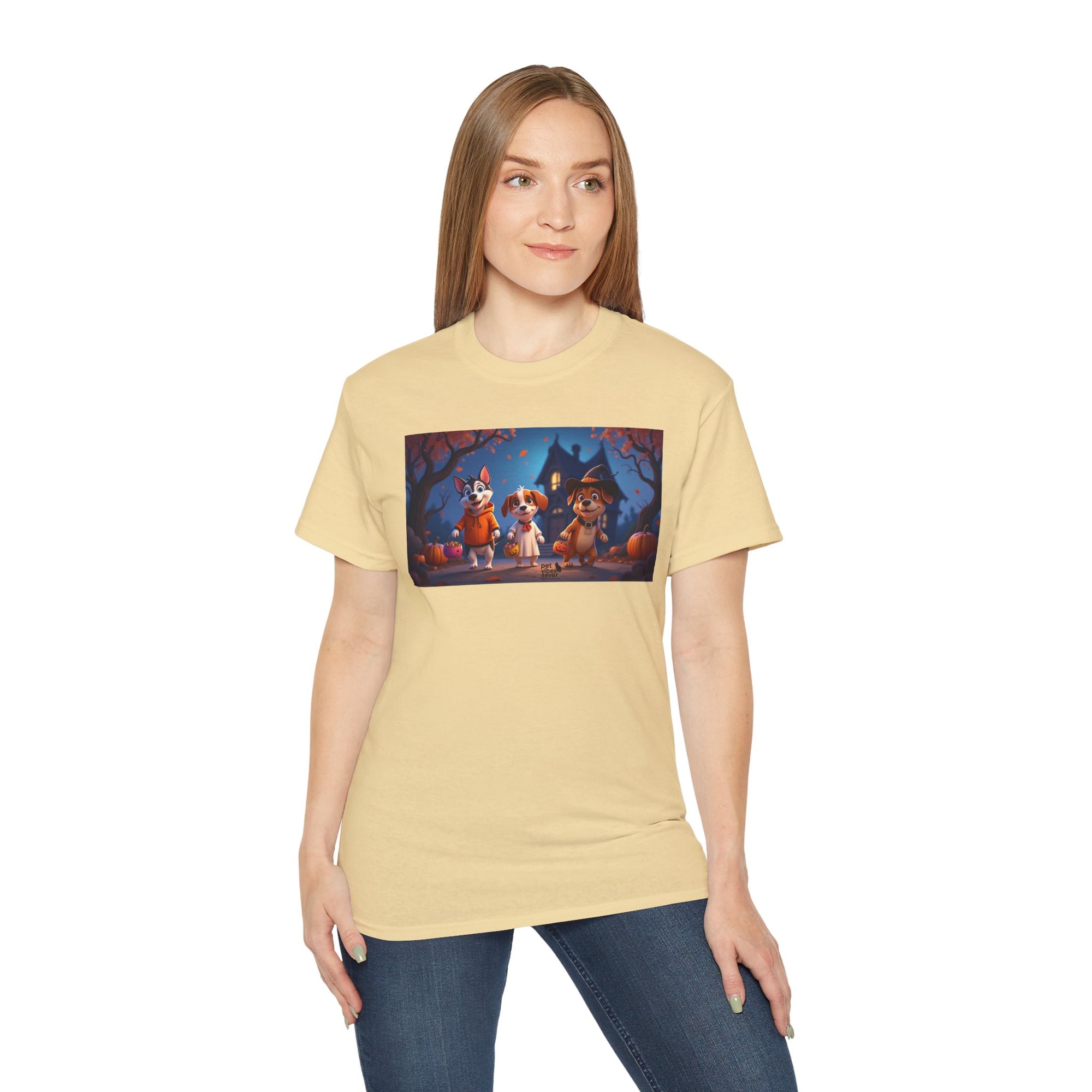 Whimsical Halloween Animal Tee, Unisex Cotton Shirt, Cute Graphic Tee, Fall Festival Apparel, Spooky Season Gift