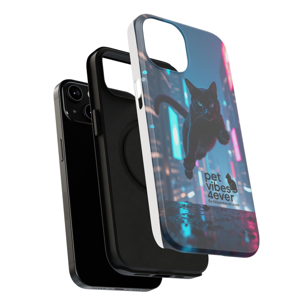 Cat-Themed Phone Case with Pet Vibes Design, Impact-Resistant Phone Case, Gift for Cat Lovers, Cute Pet Merchandise, Stylish Phone Accessory