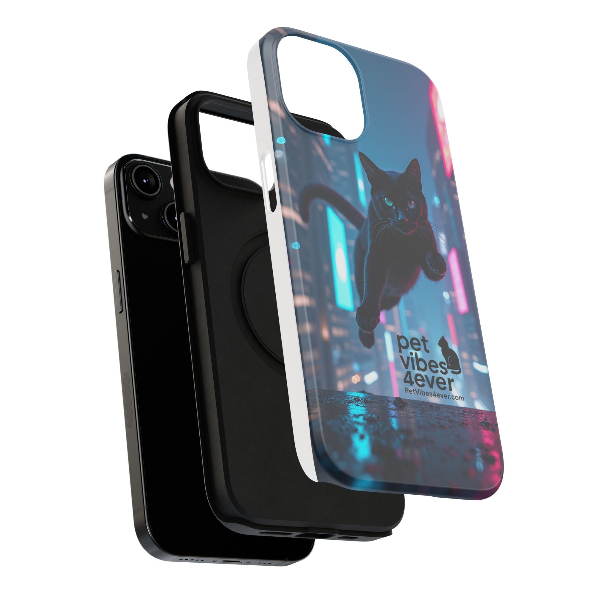 Cat-Themed Phone Case with Pet Vibes Design, Impact-Resistant Phone Case, Gift for Cat Lovers, Cute Pet Merchandise, Stylish Phone Accessory