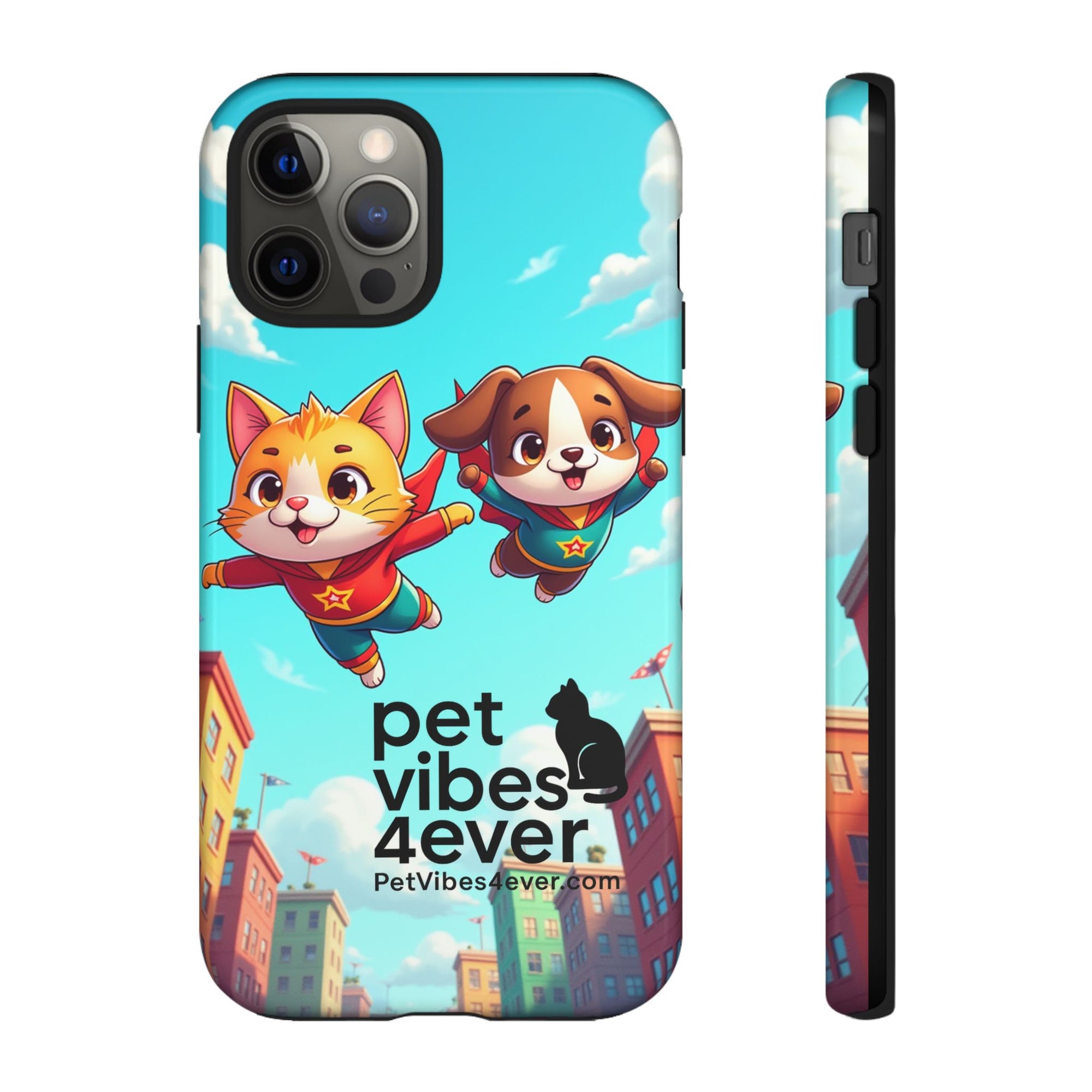 Pet Vibes Phone Case - Playful Cat and Dog Design, Animal Lover Gift, Cute Pet Accessory, Colorful Phone Cover, Fun Pet Gifts